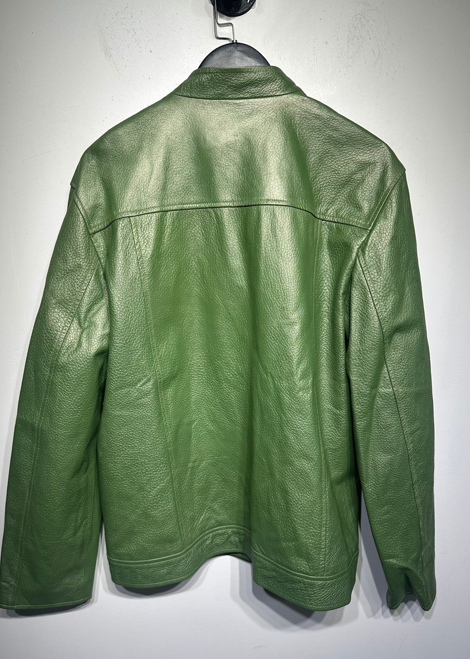 Sin Green Two Pocket Leather Jacket Fem M