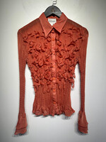 Fantazia Orange Ruffle Blouse S