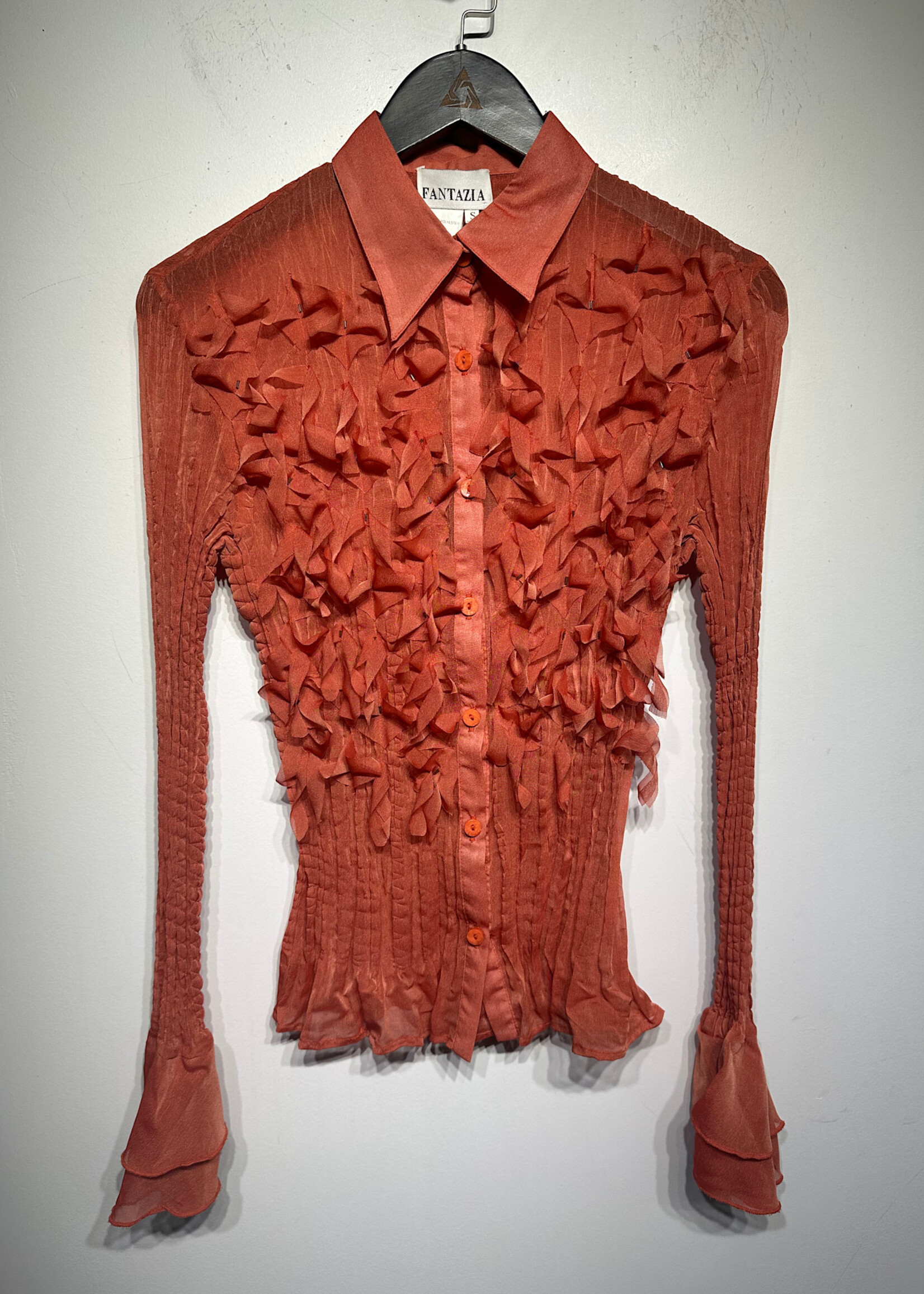 Fantazia Orange Ruffle Blouse S