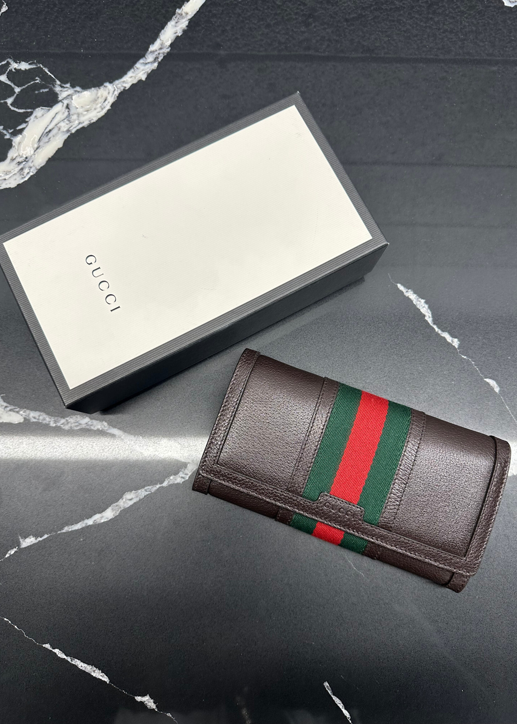 Gucci Brown Web Clutch Wallet