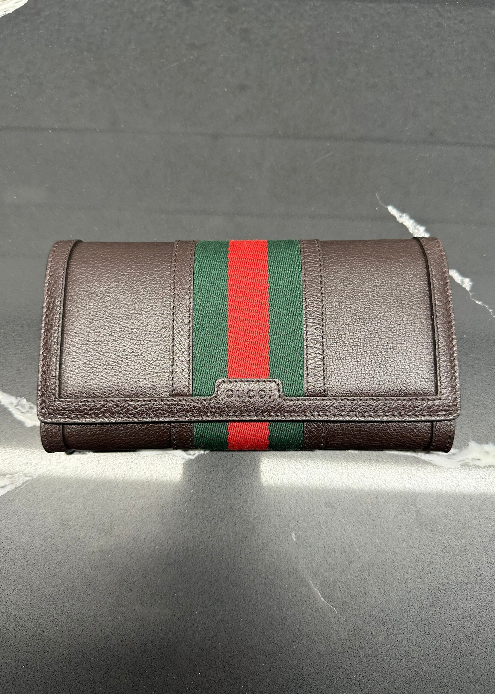 Gucci Brown Web Clutch Wallet
