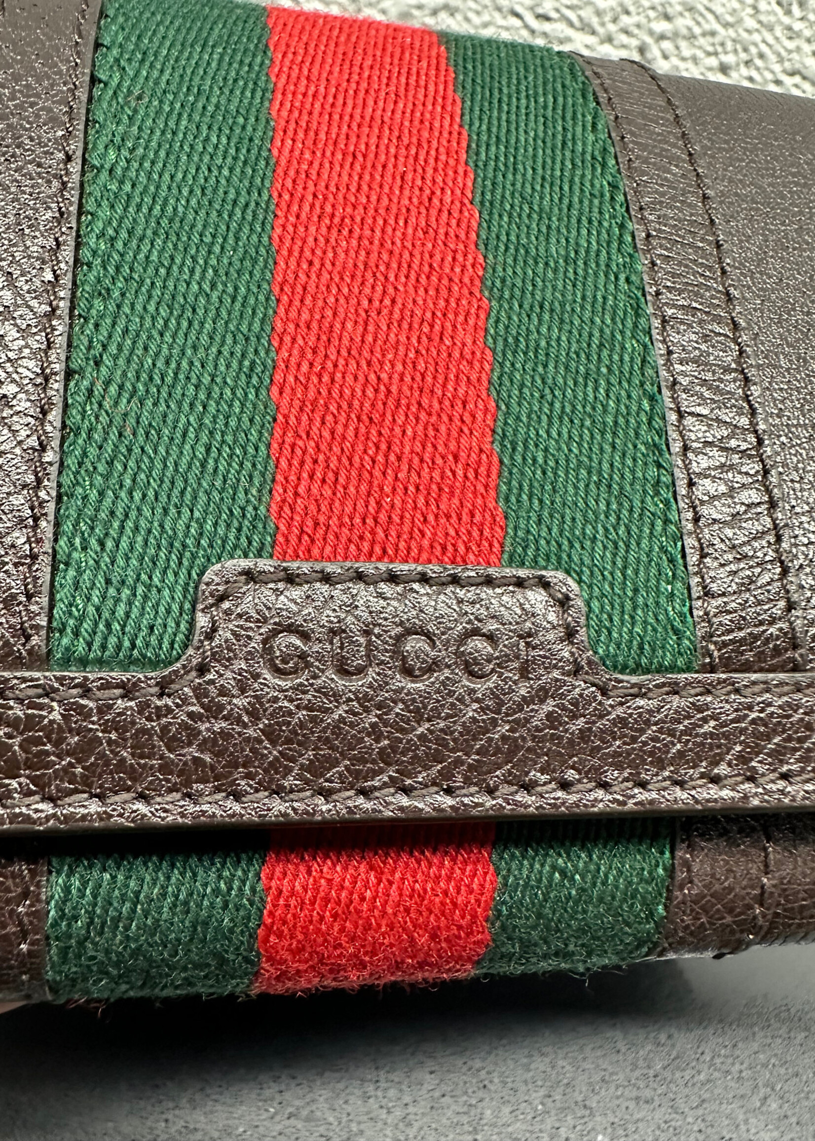Gucci Brown Web Clutch Wallet