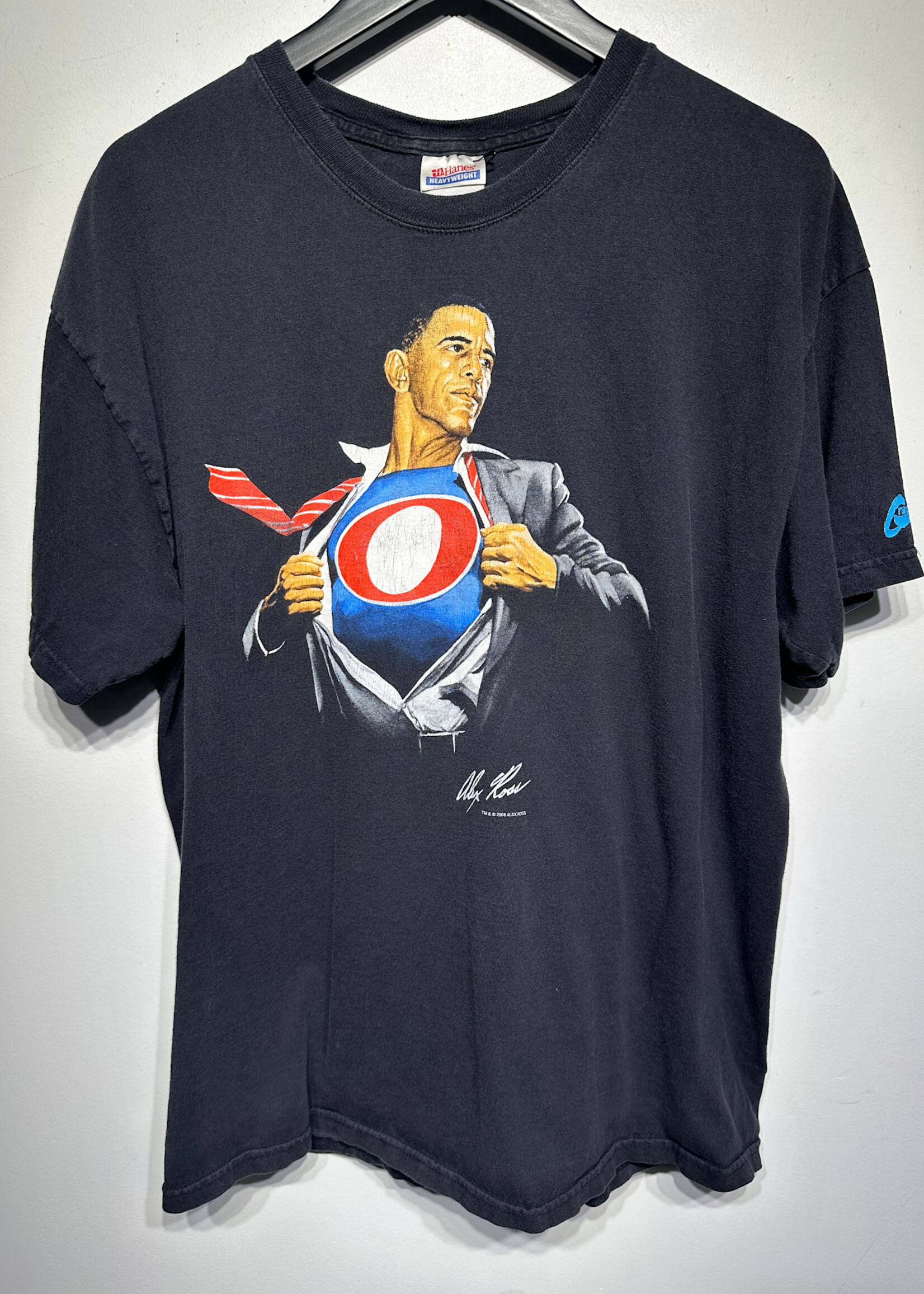 Obama Superman Black Tee XL