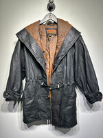 Cayenne Black Hooded Leather Jacket S