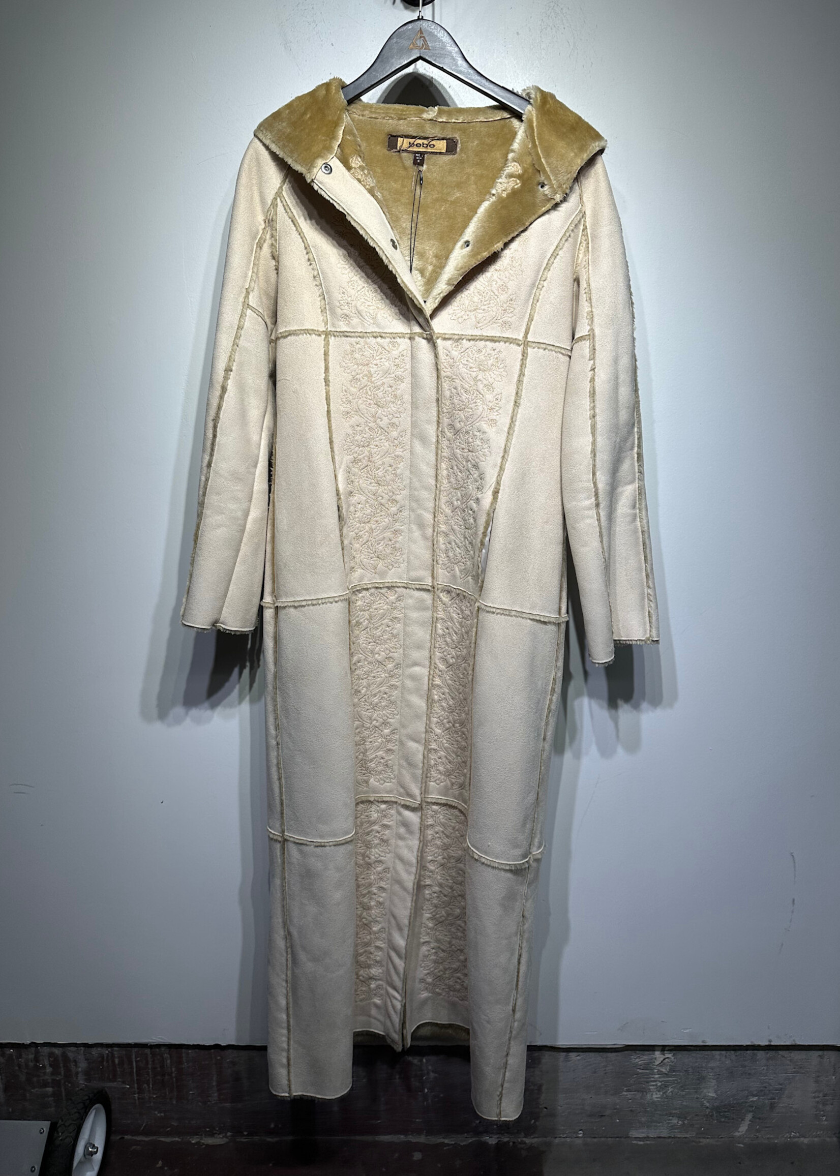 Bebe Long Stitch Detailed Hooded Coat Fem M As Is