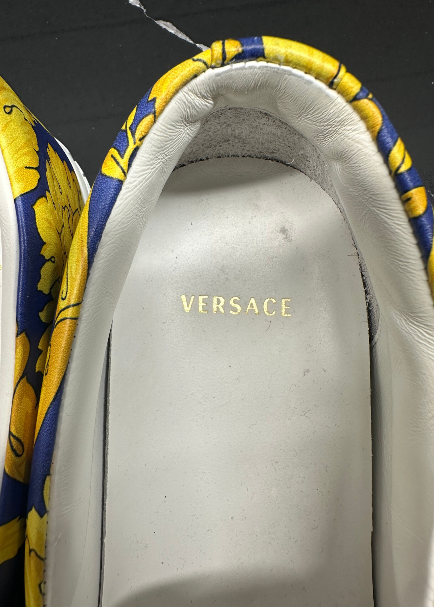 Versace Blue Gold Pattern Slip Ons 9