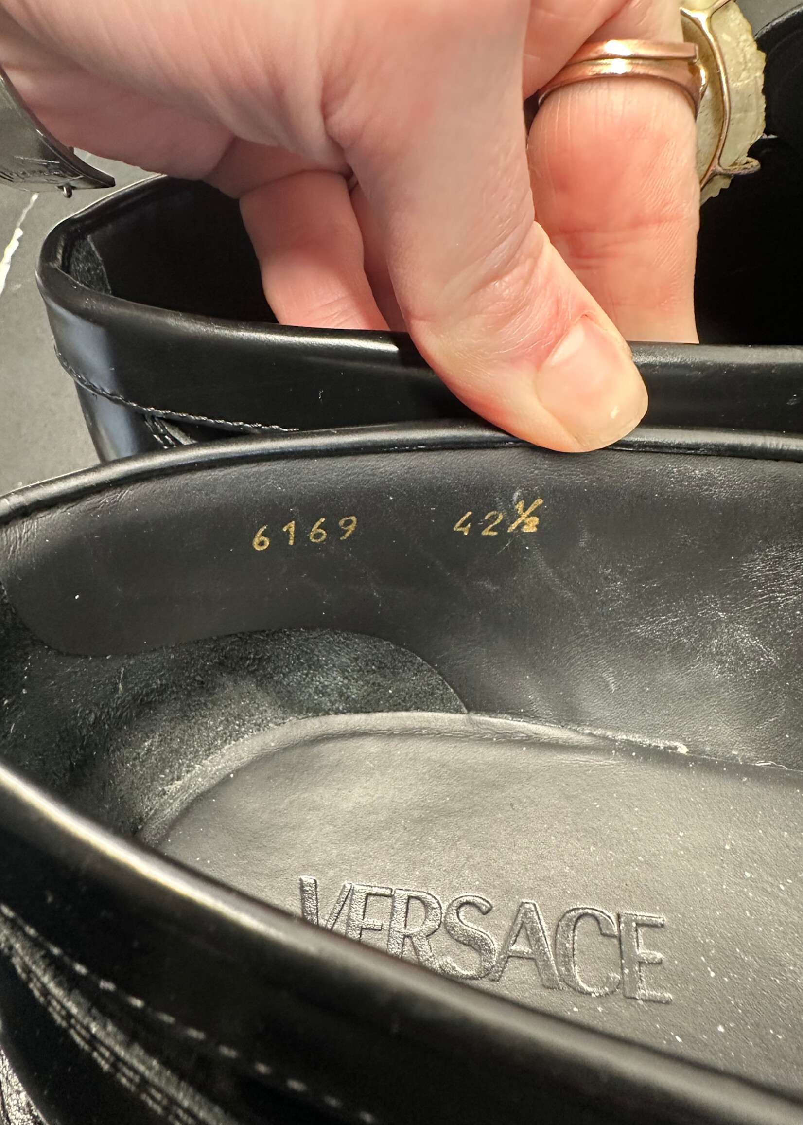 Versace Black Leather Penny Loafers 42.5/9.5