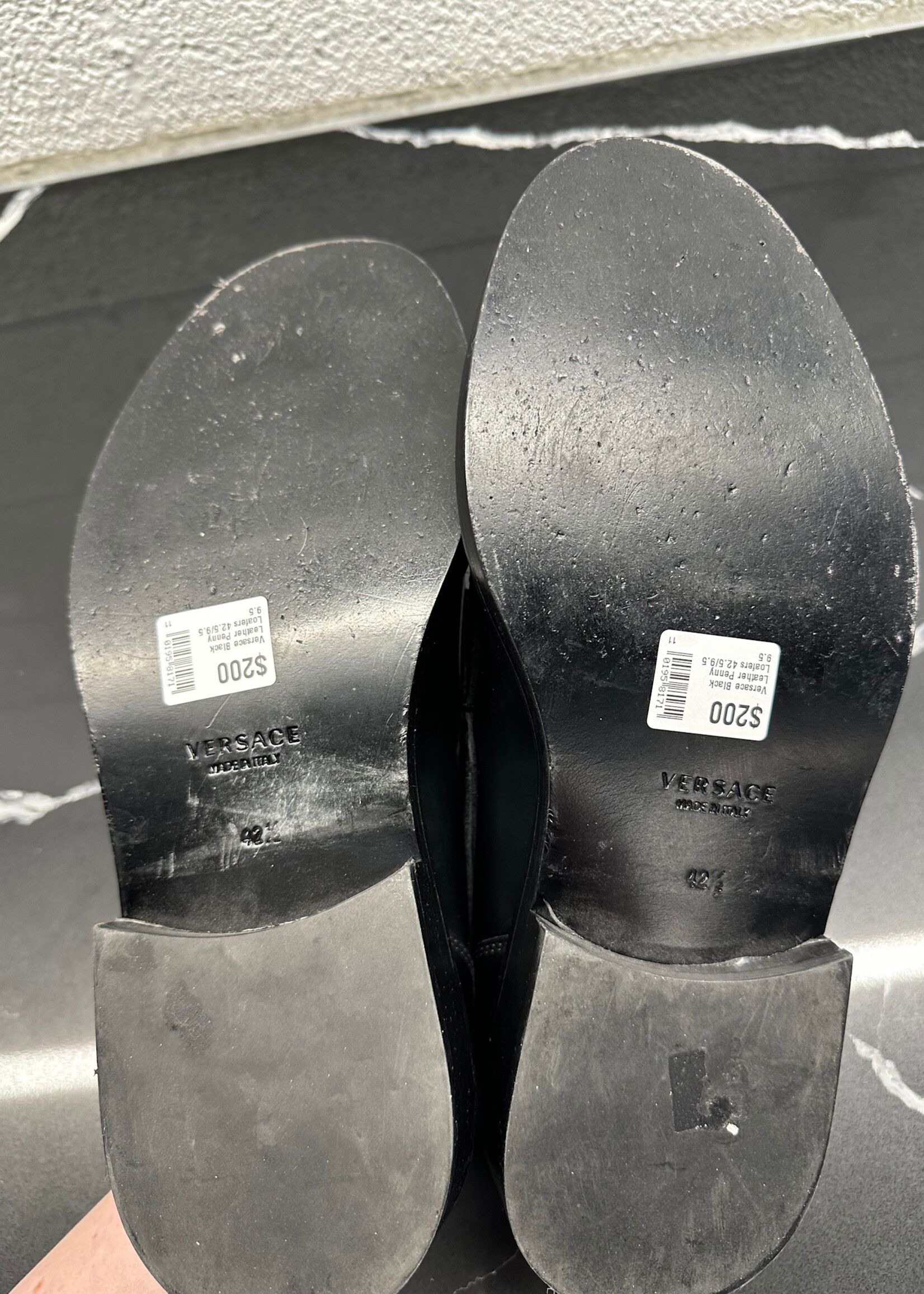 Versace Black Leather Penny Loafers 42.5/9.5