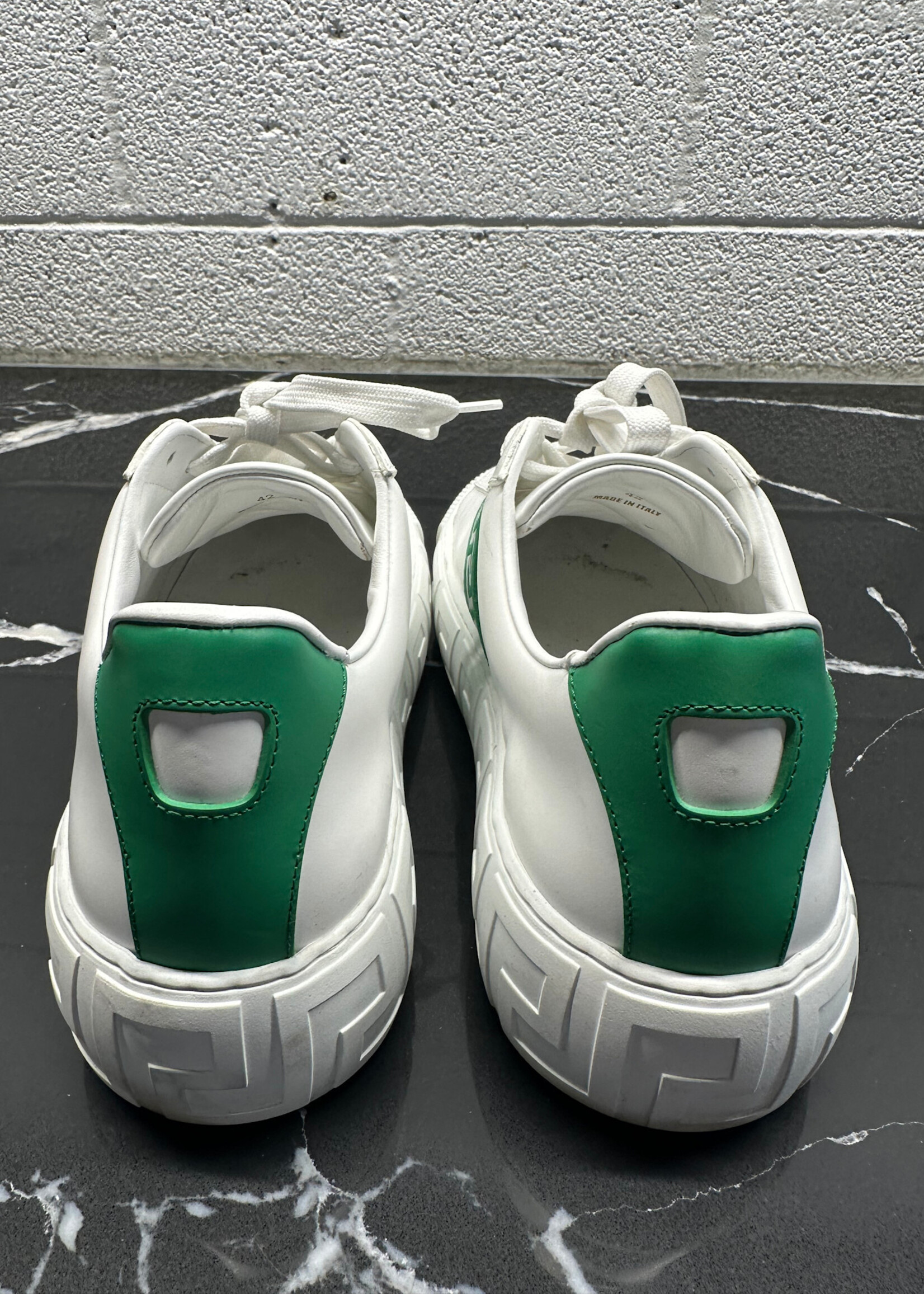 Versace White Grecca Print Sneakers 42/9