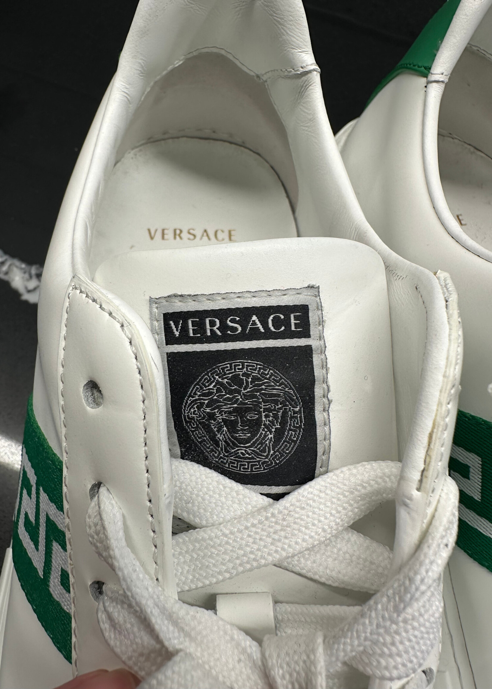 Versace White Grecca Print Sneakers 42/9