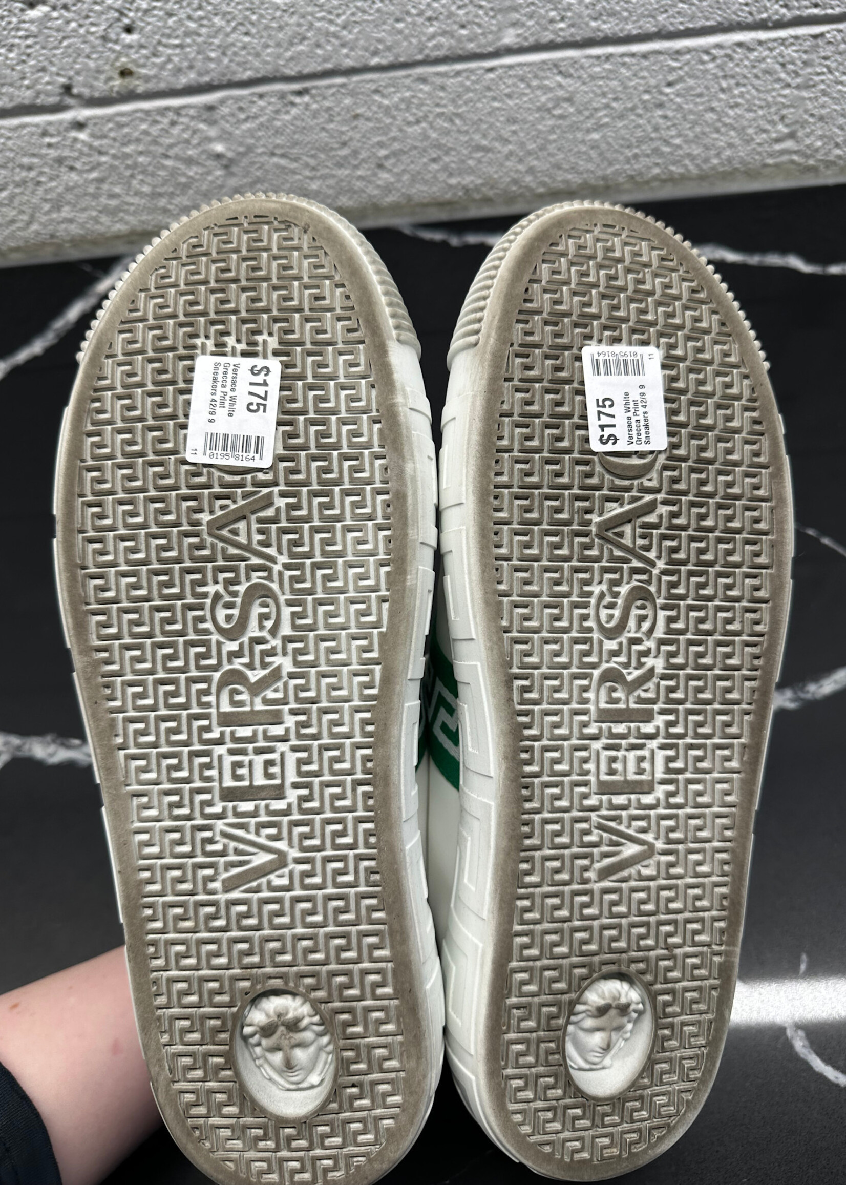 Versace White Grecca Print Sneakers 42/9