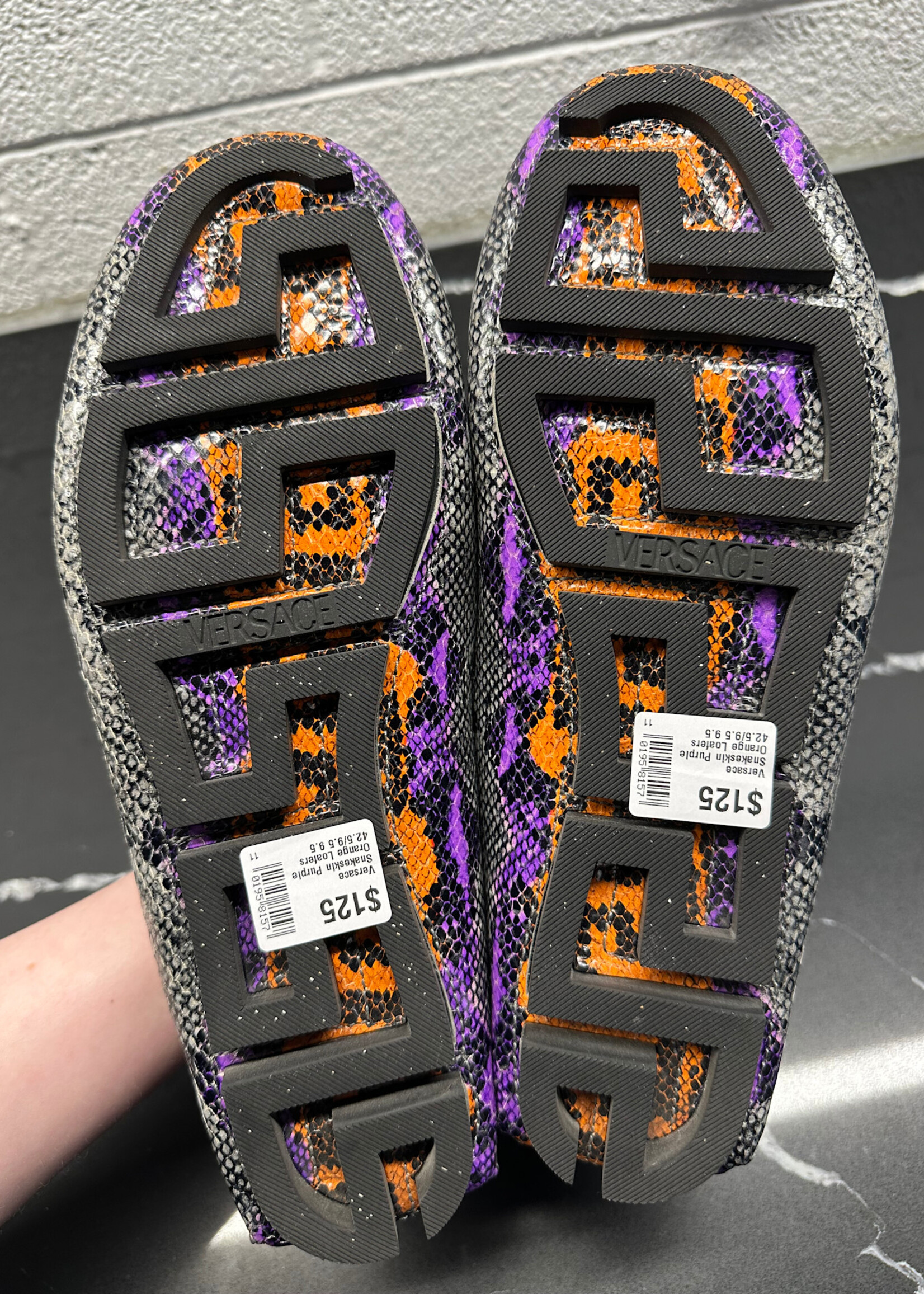 Versace Snakeskin Purple Orange Loafers 42.5/9.5