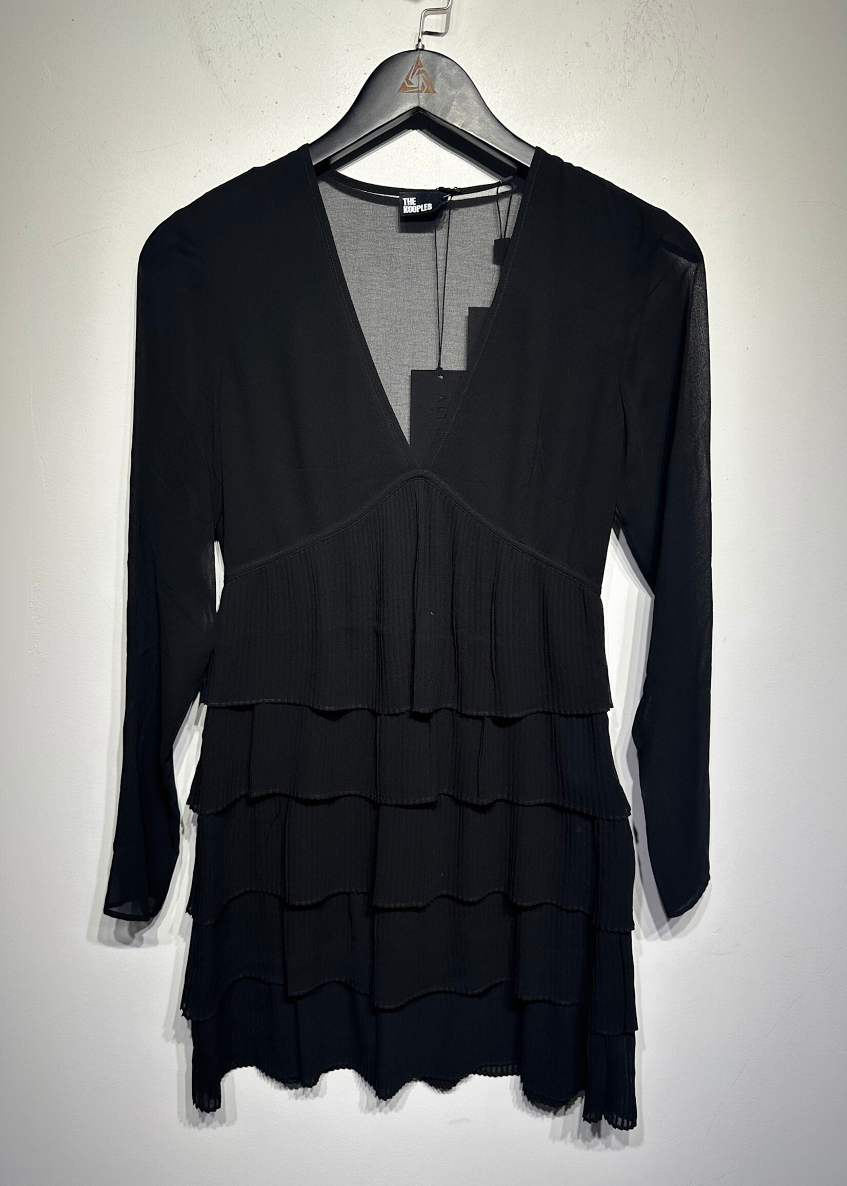 NWT Kooples Black Tiered LS Dress 0/XS