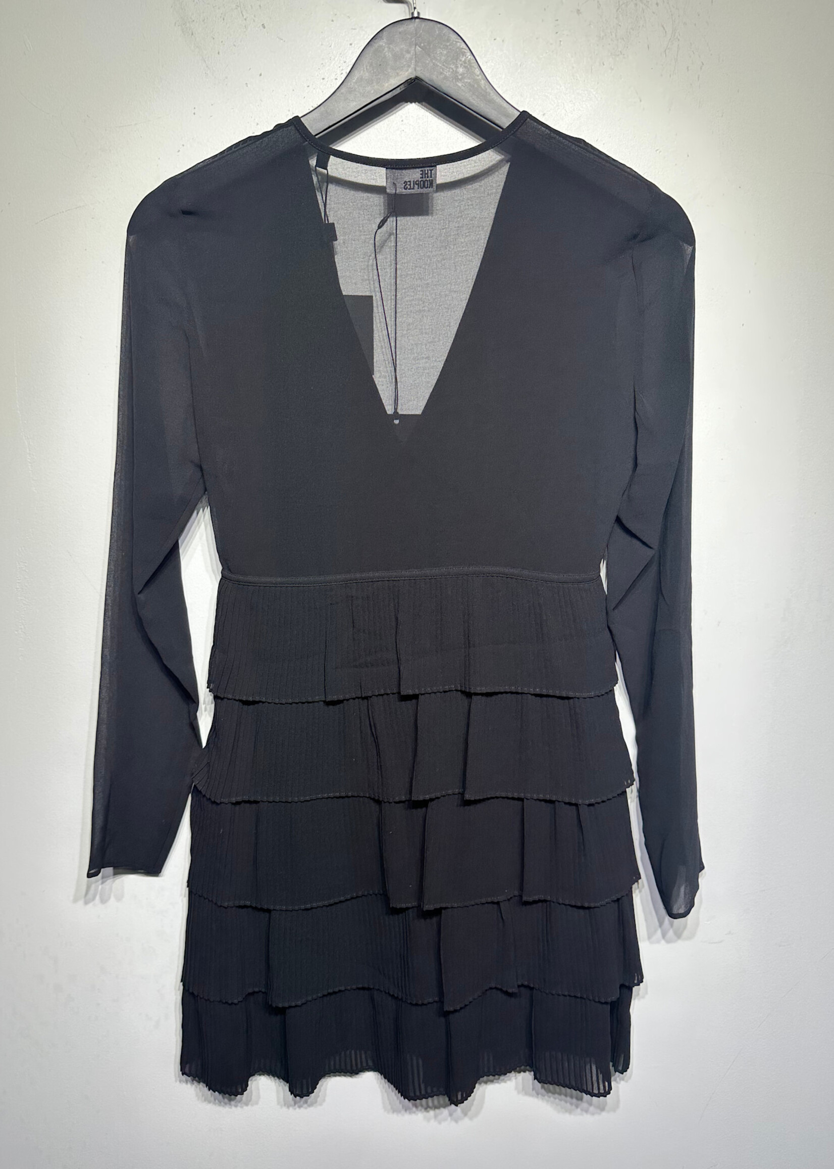 NWT Kooples Black Tiered LS Dress 0/XS