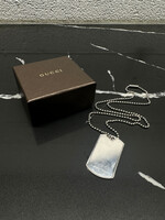 Gucci Silver Dog Tag Necklace