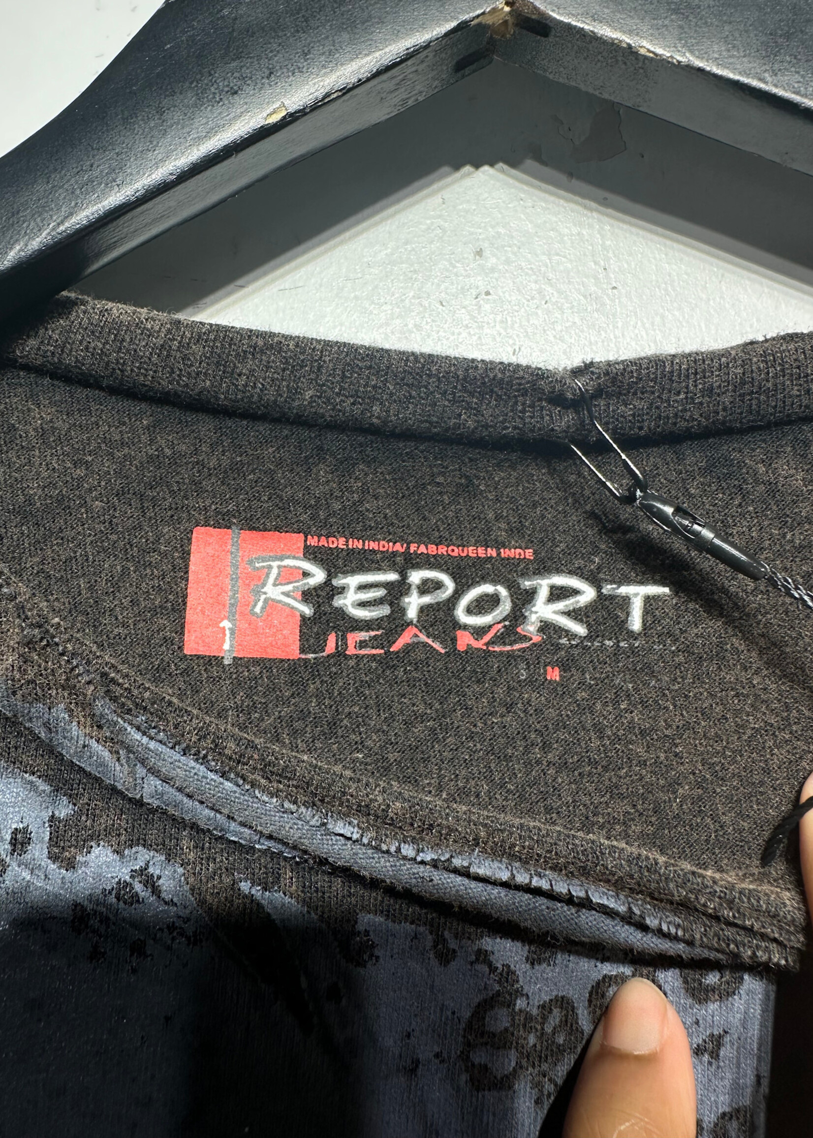 Report Jeans Blue Brown Patchwork LS Masc M