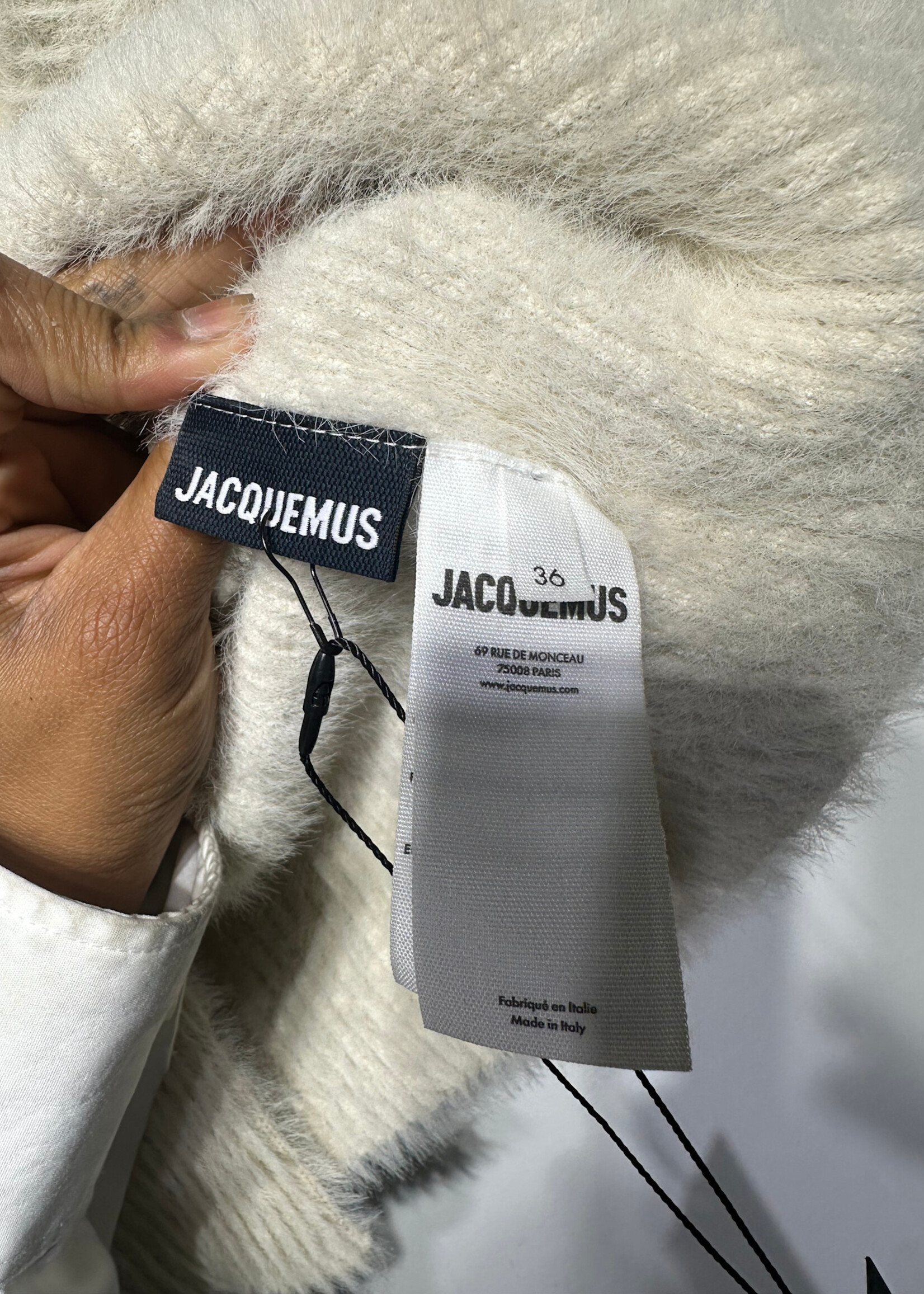 JACQUEMUS WHITE MOHAIR TOP S