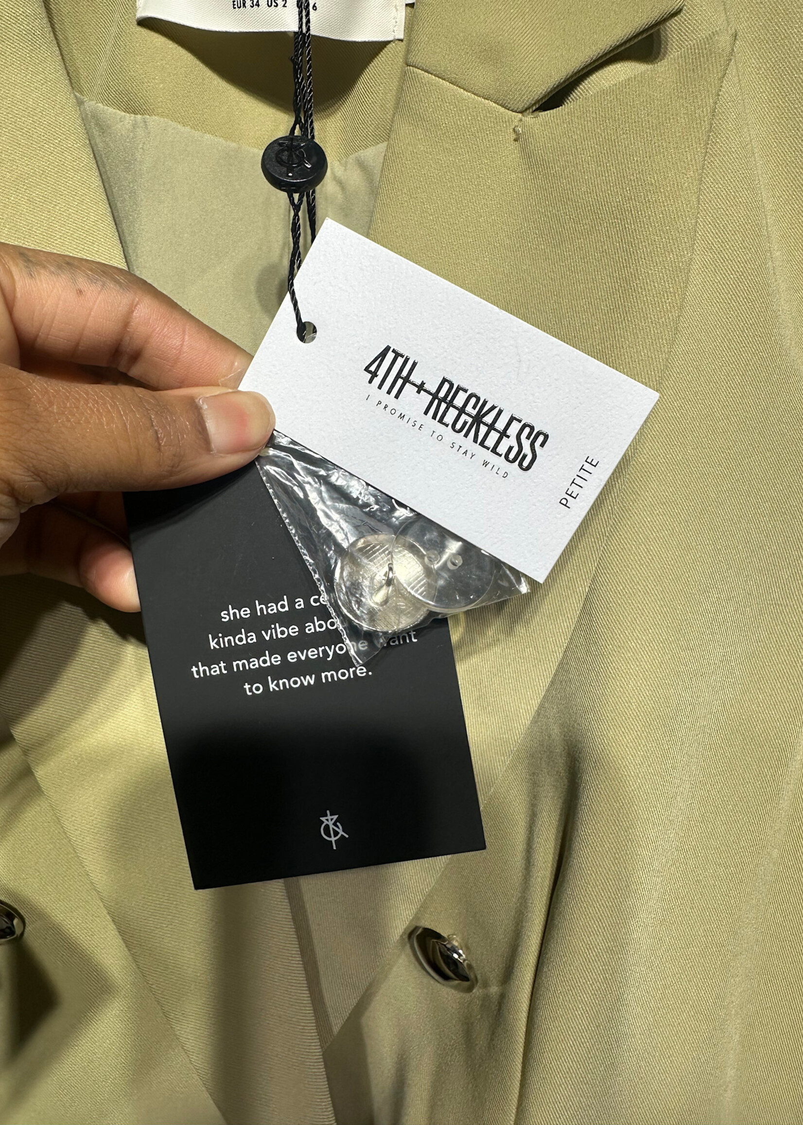 NWT 4th & Reckless Beige Belted Trench Fem XS