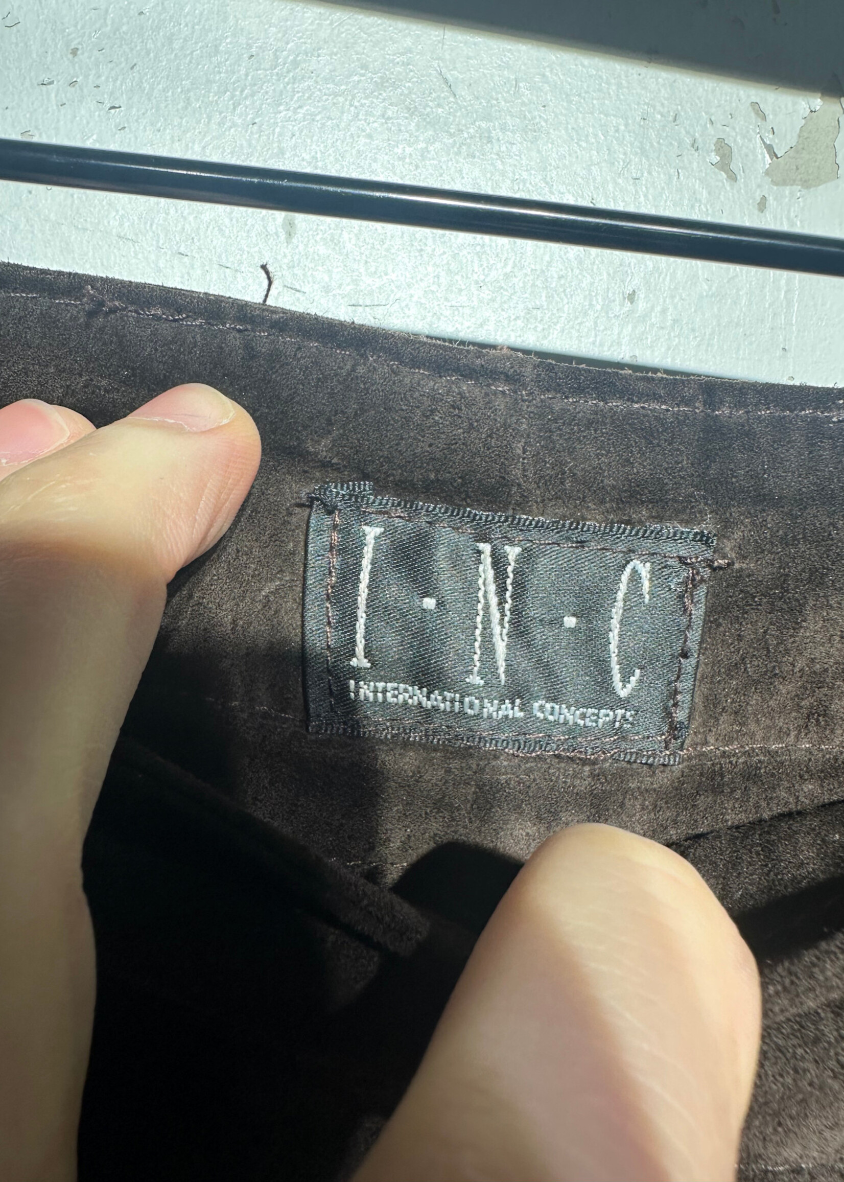 INC Vintage Brown Suede Straight Fit Pant 28 AS IS