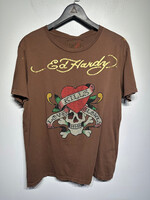 Ed Hardy Brown 2000s Rhinestone L Tee AS IS