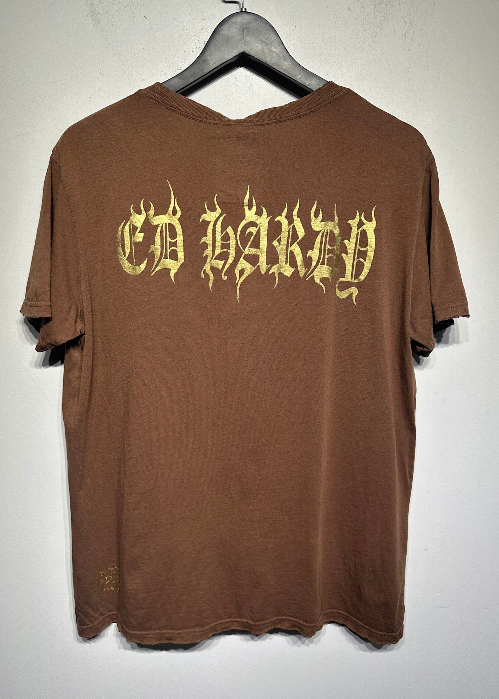 Ed Hardy Brown 2000s Rhinestone L Tee AS IS