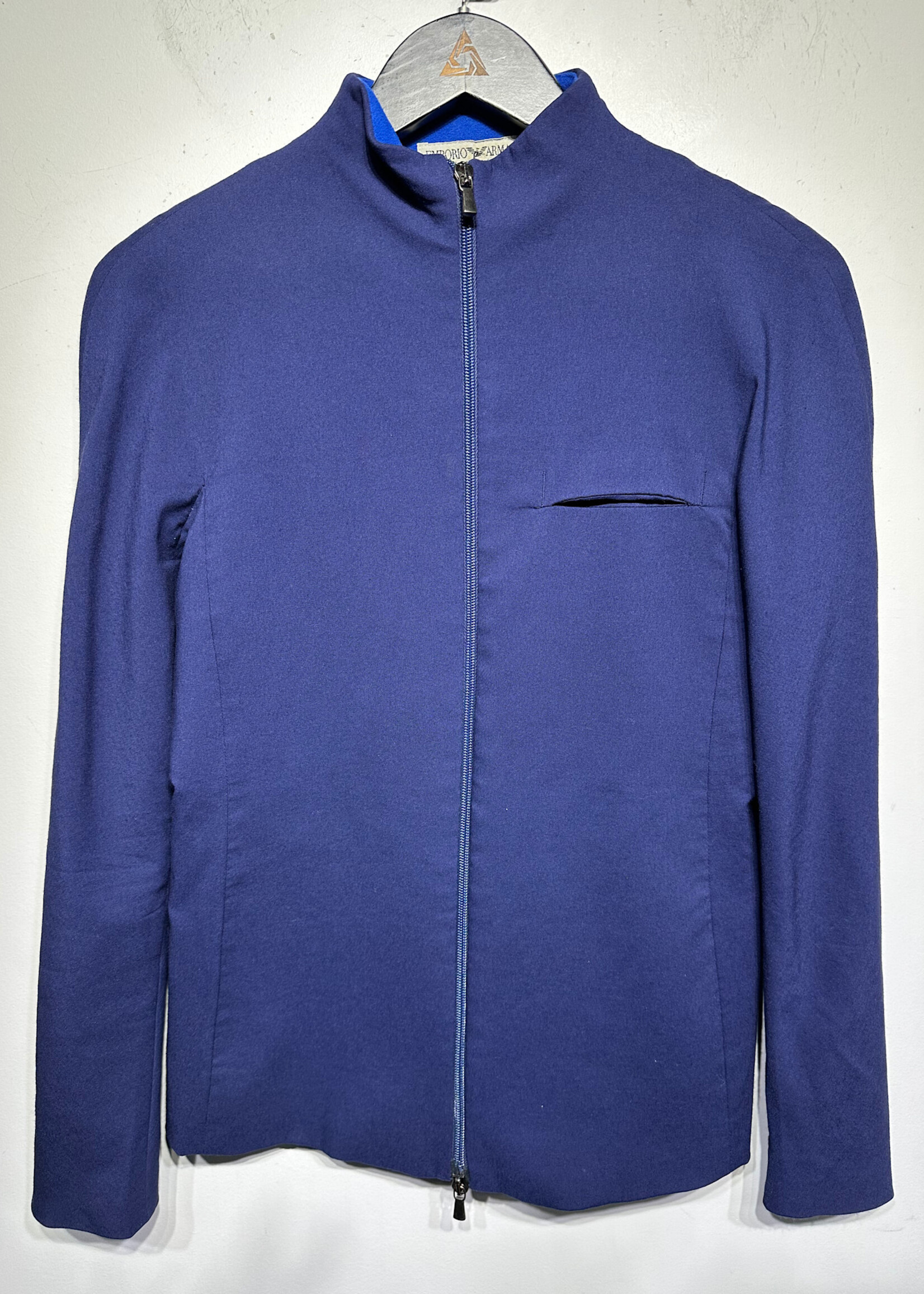 Armani Vintage Dark Blue Zip Jacket Fem M