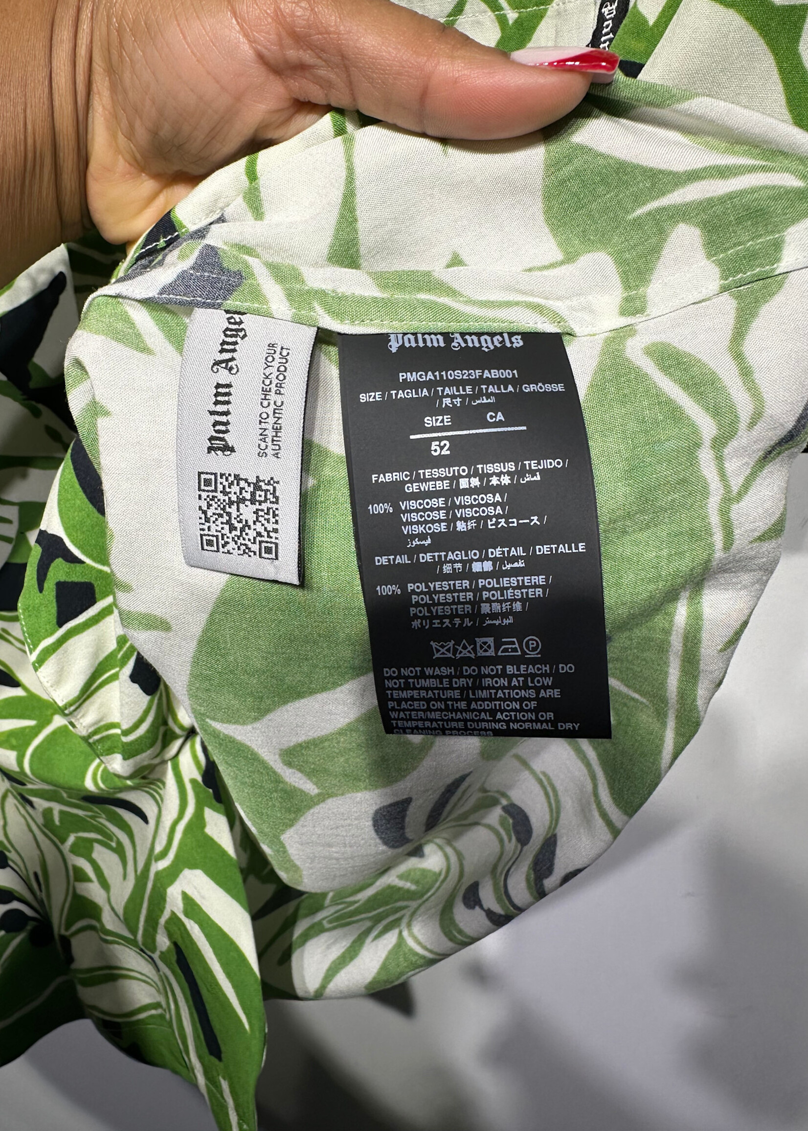 Palm Angels Green Leaf Print B/U 52/XL