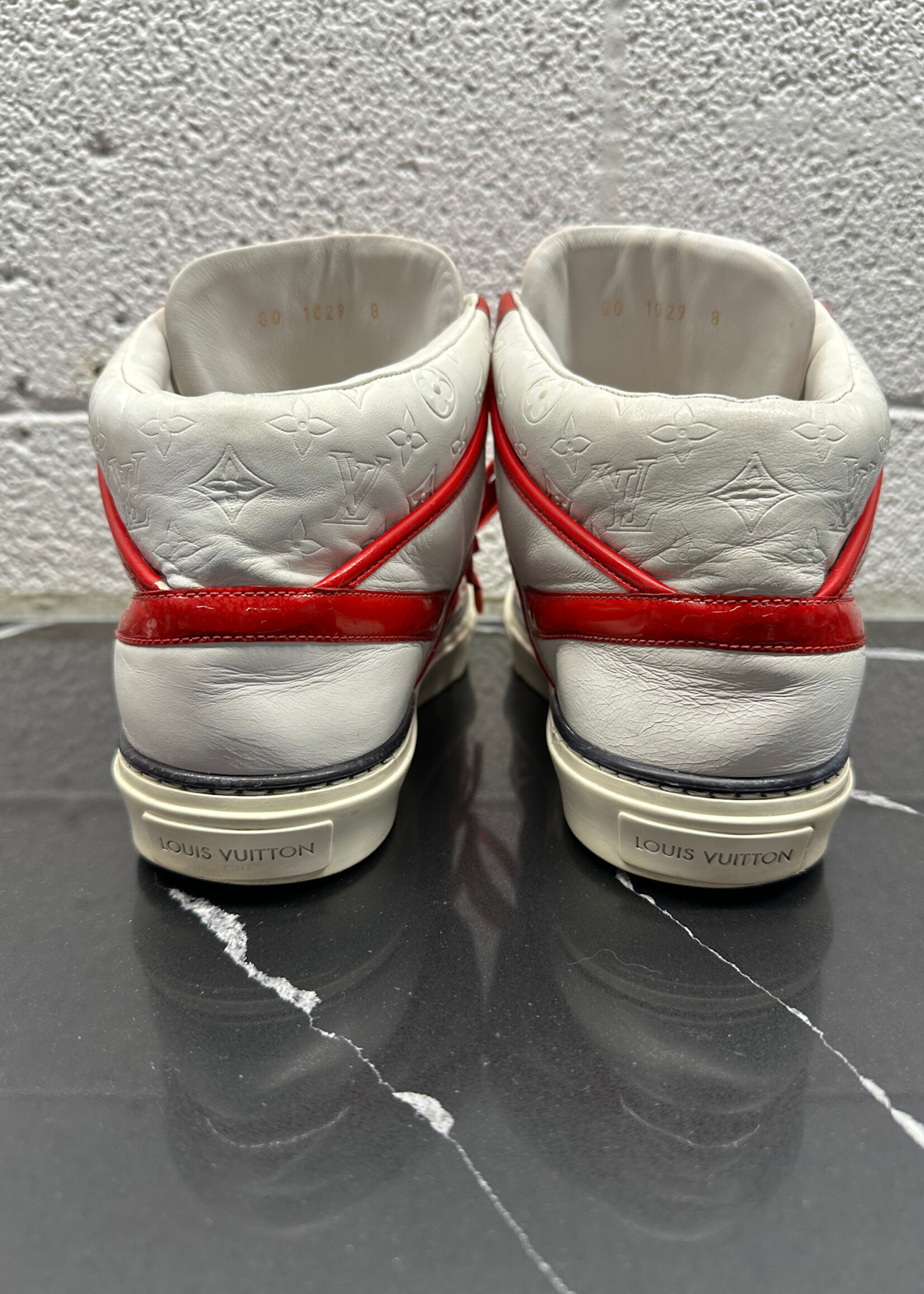 Louis Vuitton White/Red Mid Top Sneaker Masc 8