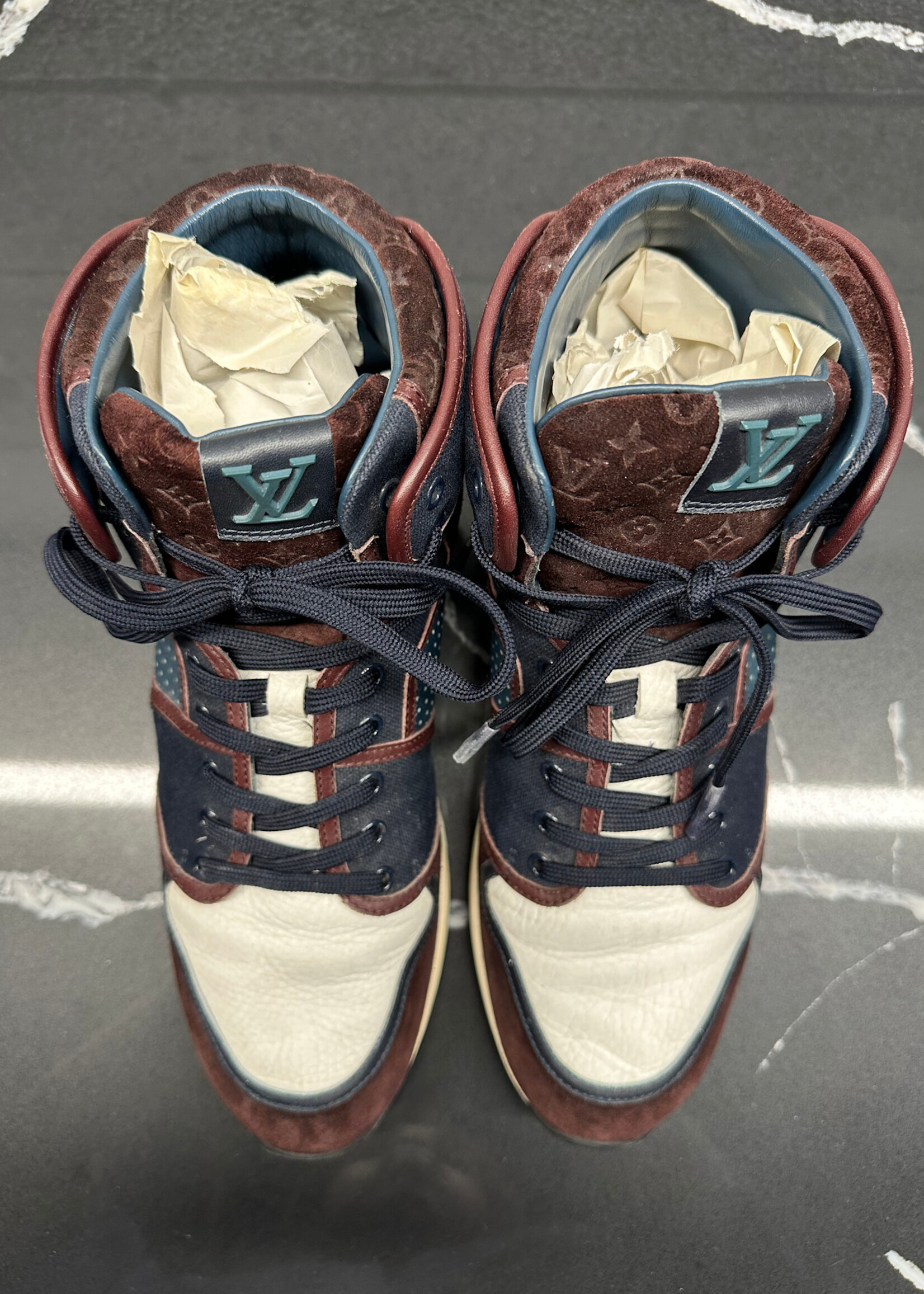 Louis Vuitton Navy/Brown Monogram Hi Tops Masc 9