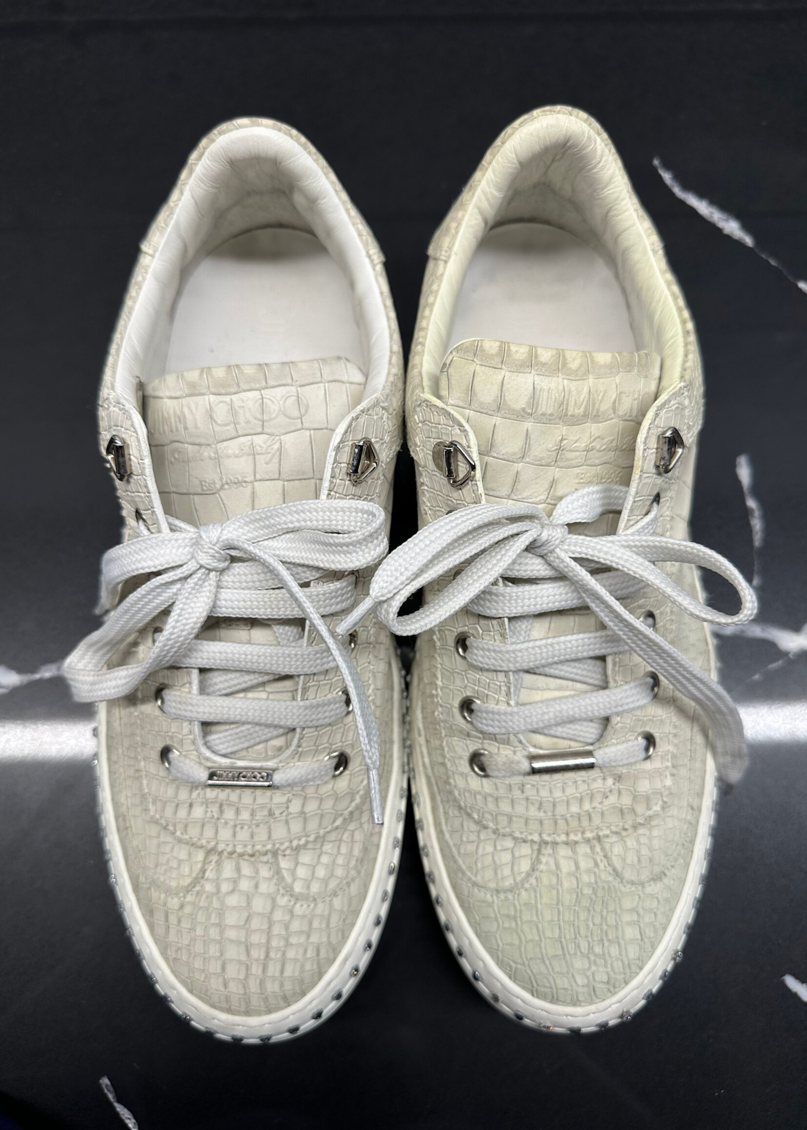 Jimmy Choo White Croc Sneakers 9
