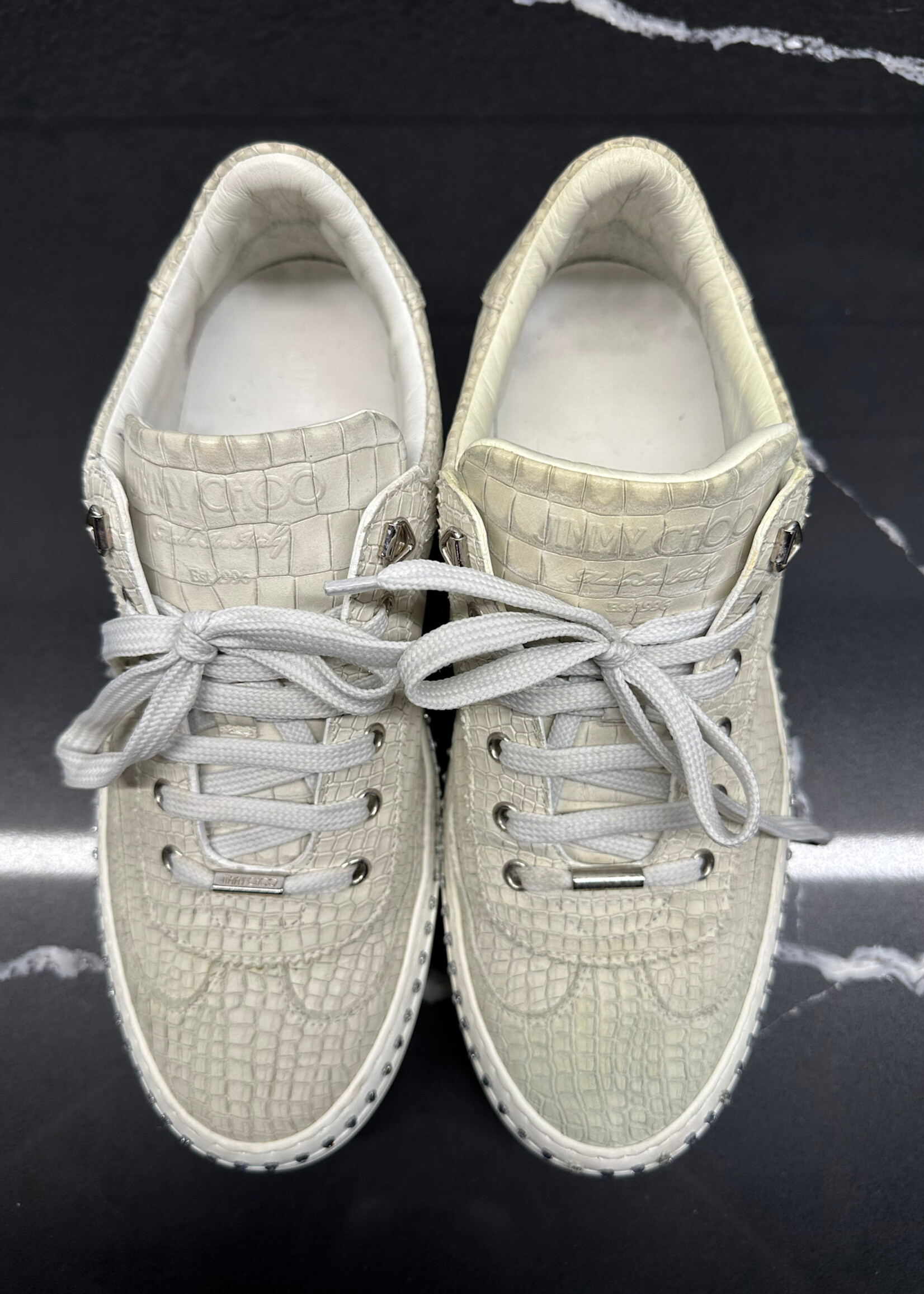 Jimmy Choo White Croc Sneakers 9