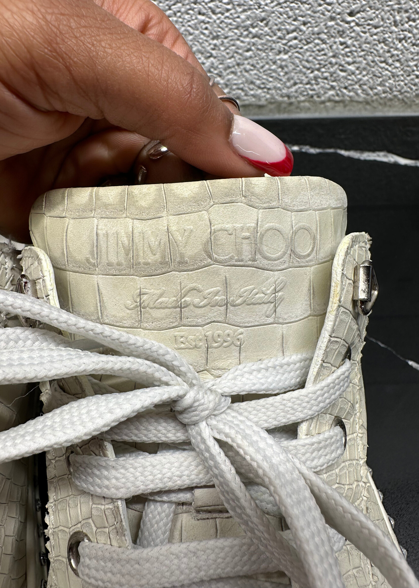 Jimmy Choo White Croc Sneakers 9