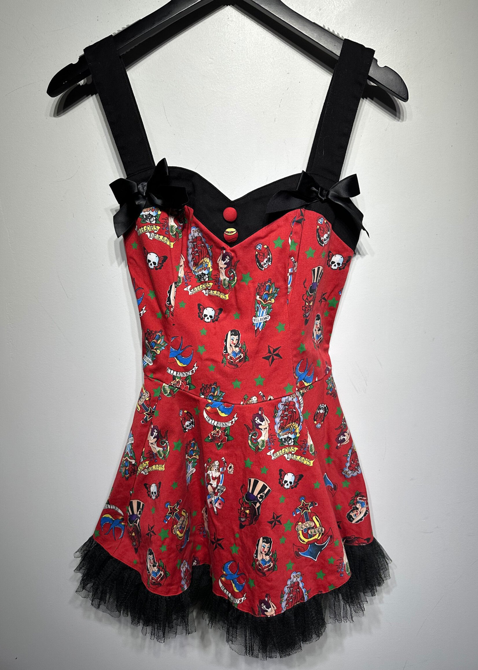 Hell Bunny American Tat Style Red Dress Fem S