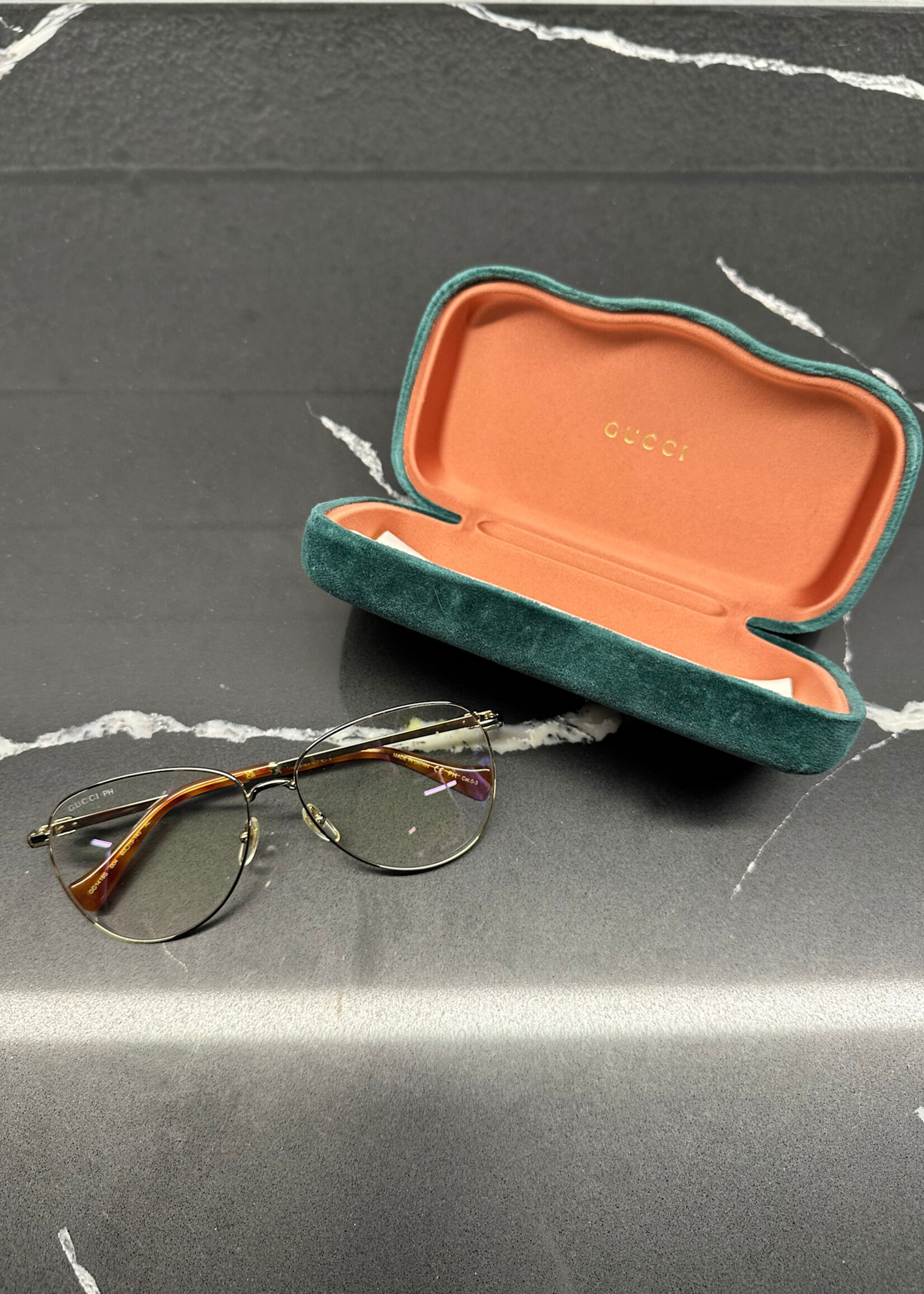 Gucci Clear Lens Gold Frame Glasses