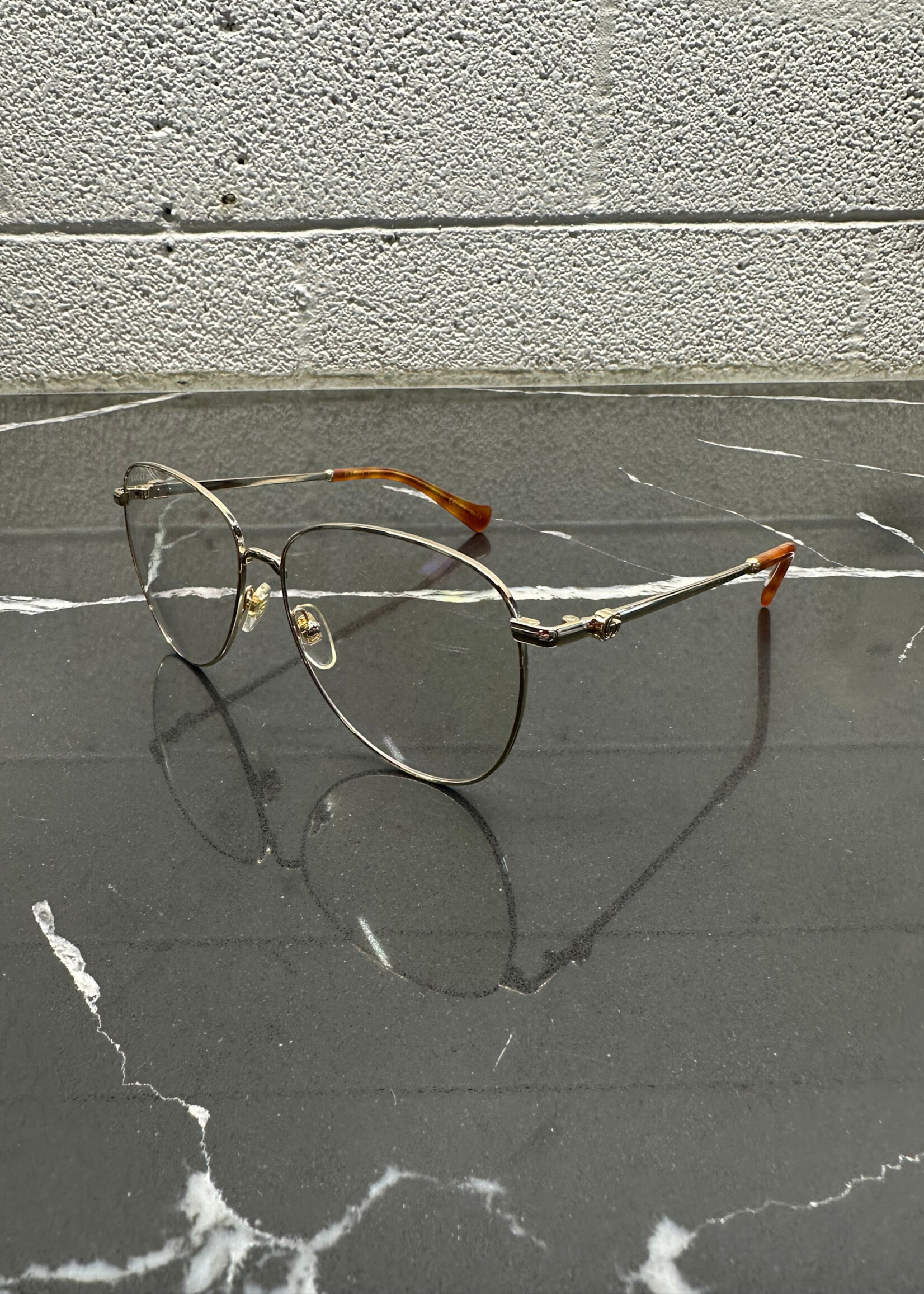 Gucci Clear Lens Gold Frame Glasses