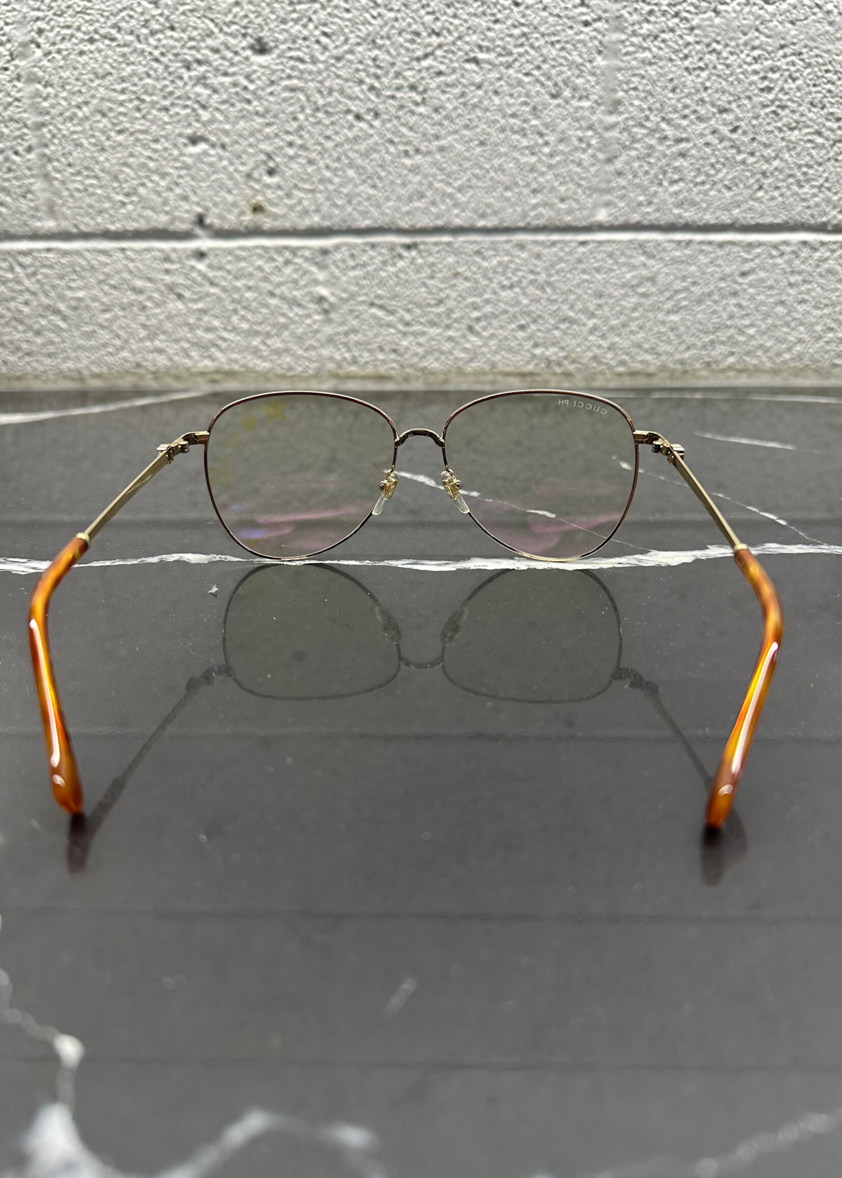 Gucci Clear Lens Gold Frame Glasses