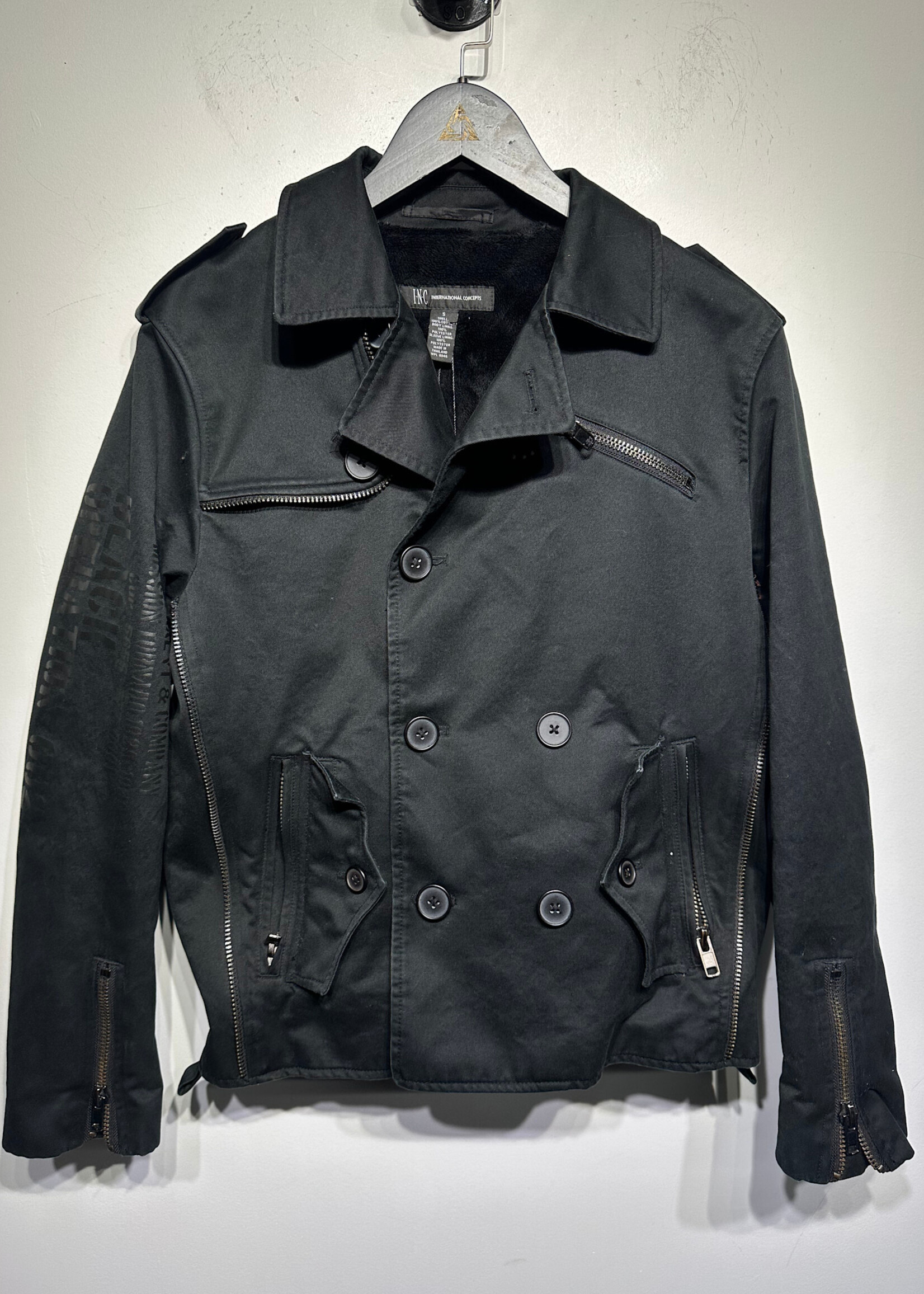 INC BLACK MILITANT STYLE JACKET S