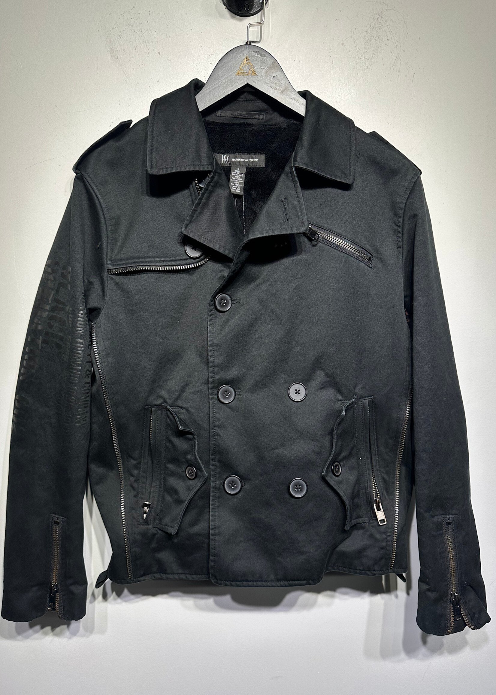 INC BLACK MILITANT STYLE JACKET S