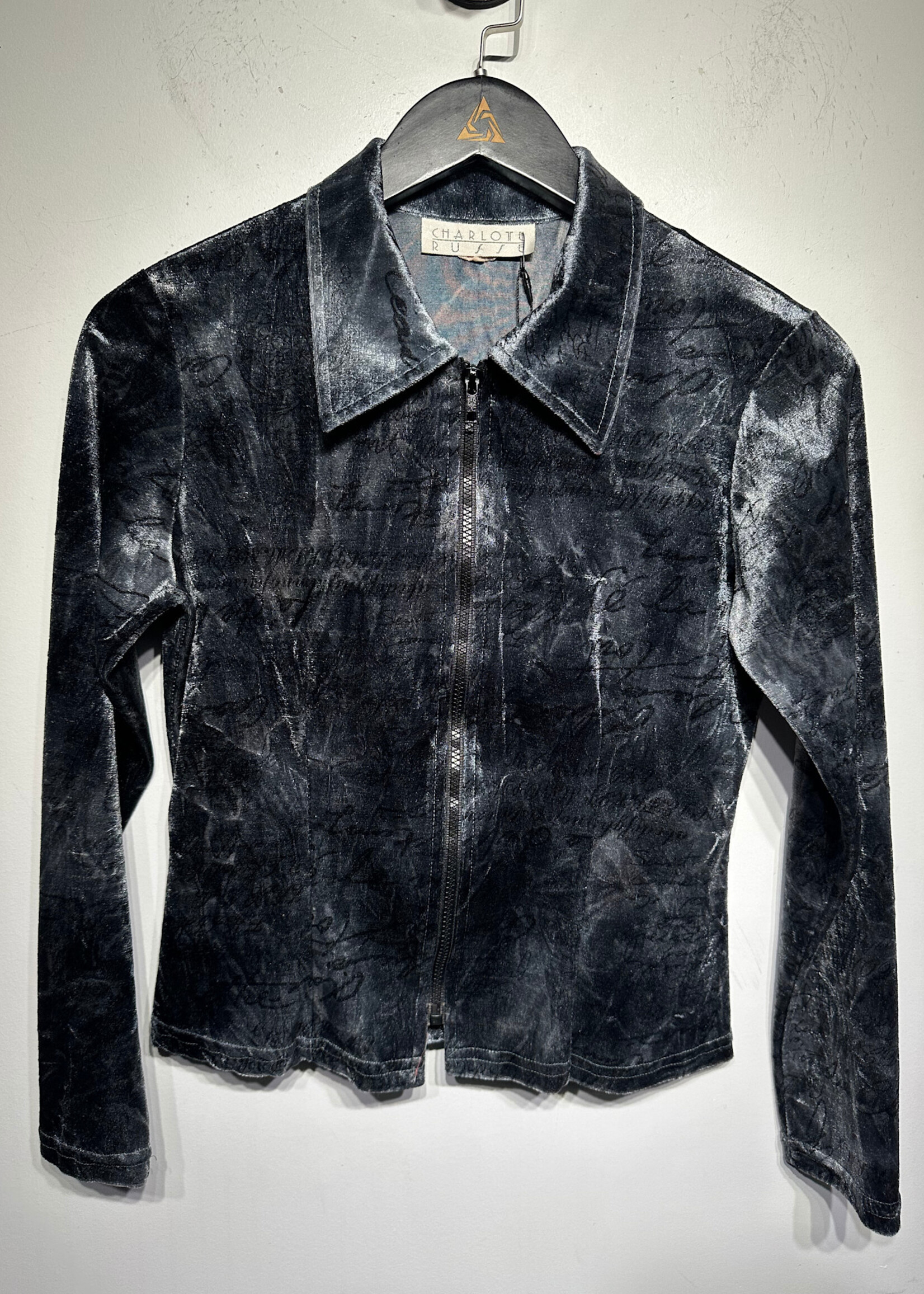 Charlotte Russe Vintage Script Print Jacket Fem M