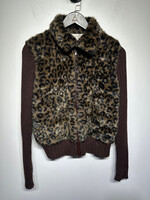 Tiara Y2K Cheetah Print Brown Zip Jacket Fem M