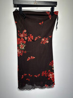 XI Vintage Brown Floral Bead Strap Dress M
