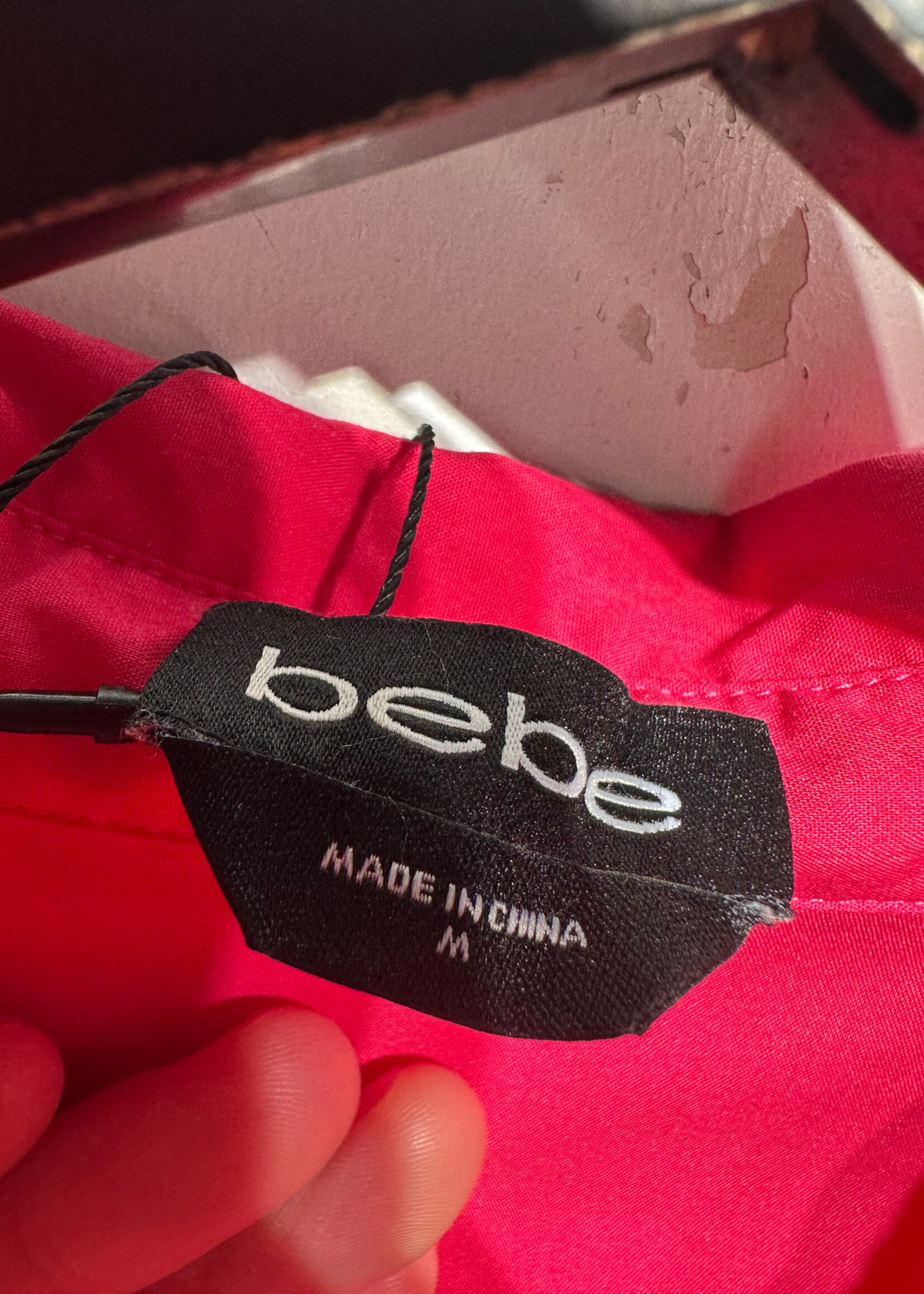 Bebe Hot Pink Low Cut Blouse M