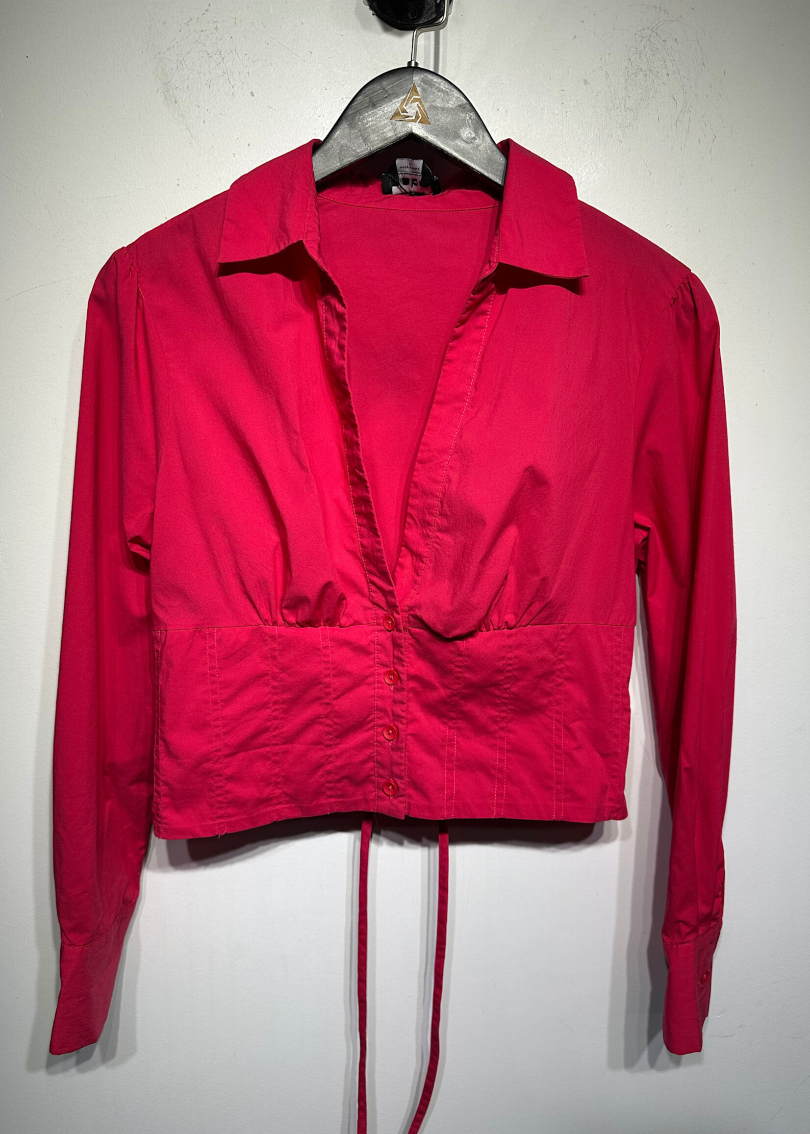 Bebe Hot Pink Low Cut Blouse M