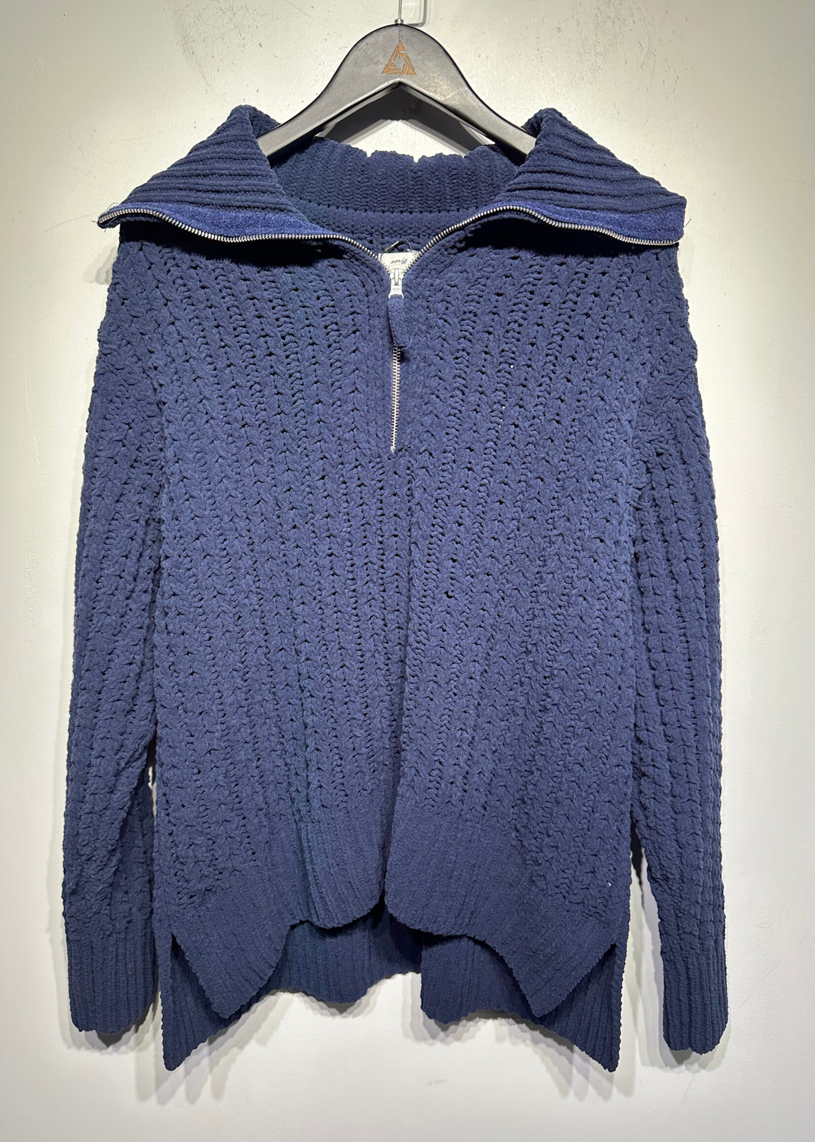 Aerie Navy Blue Knit Quarter Zip Jacket L