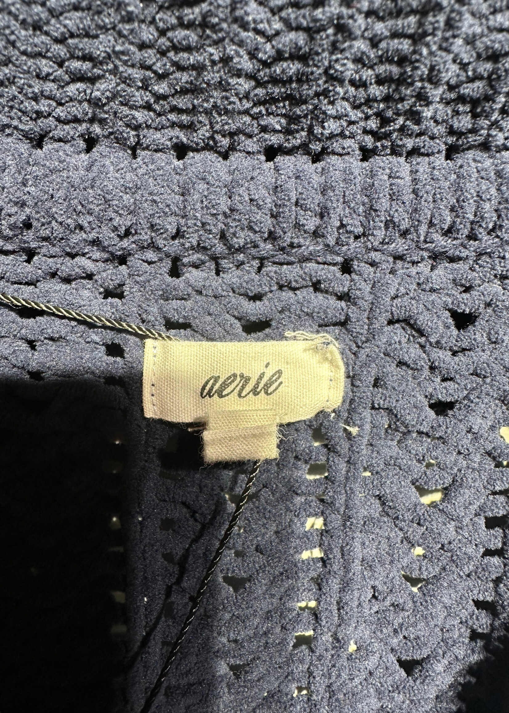 Aerie Navy Blue Knit Quarter Zip Jacket L