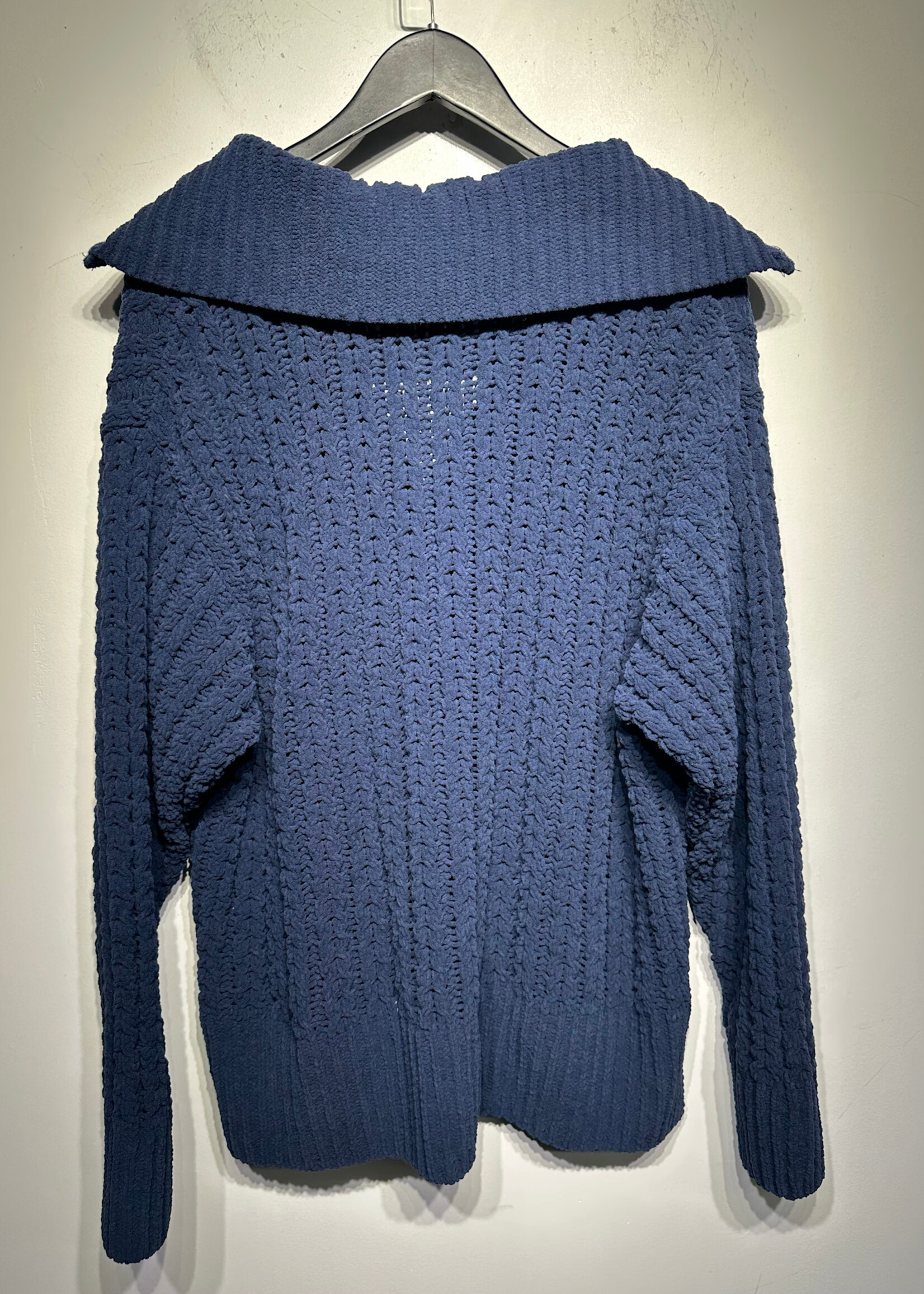 Aerie Navy Blue Knit Quarter Zip Jacket L