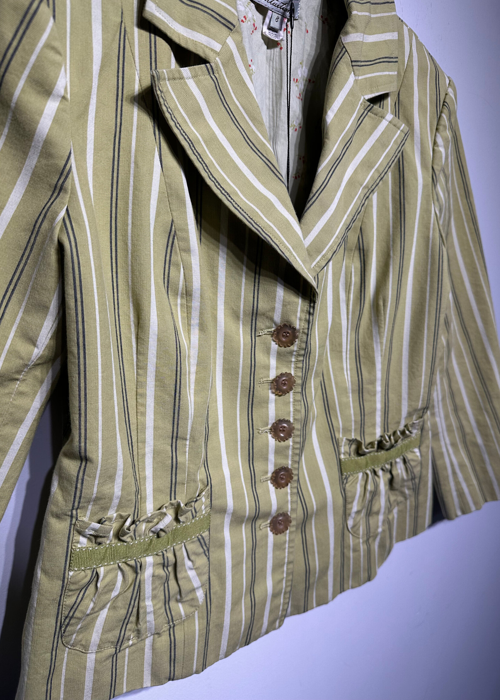 Intuitions Green Pinstripe Blazer M