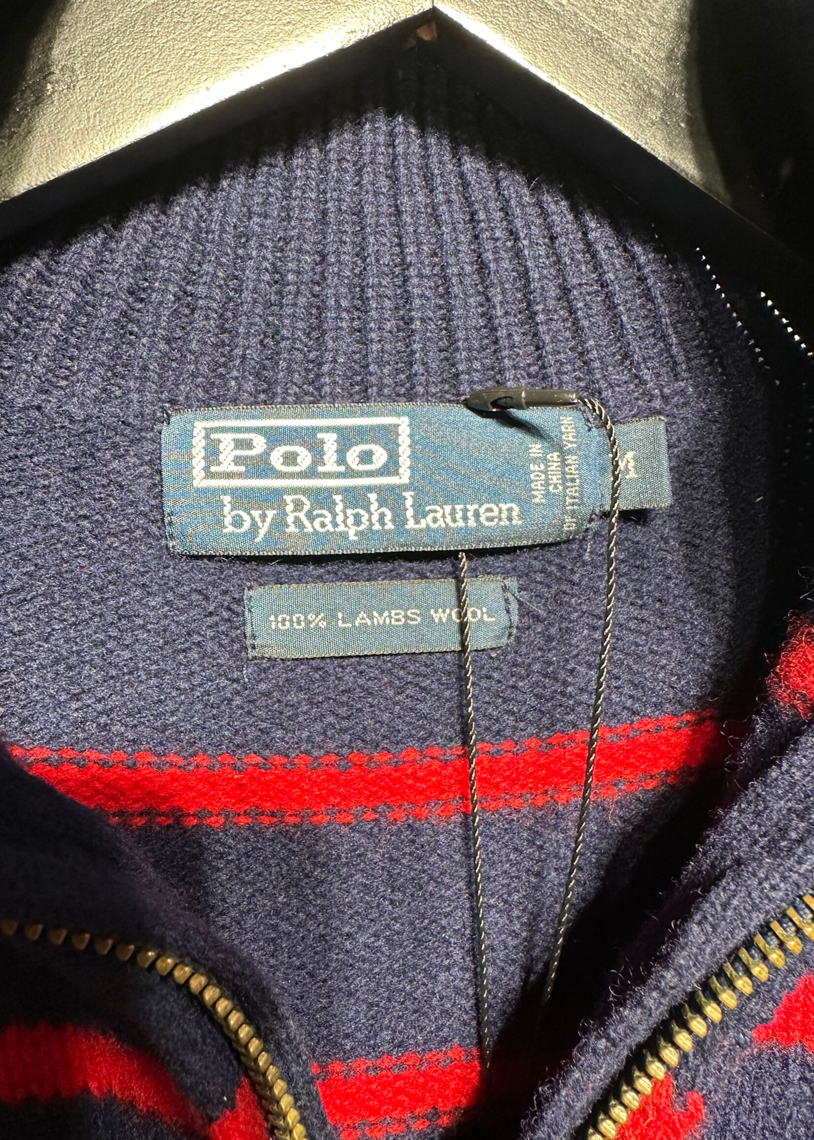 Polo Blue Red Wool Q Zip M