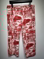 Bliss Vintage Red Miss America Print Pants Fem 34