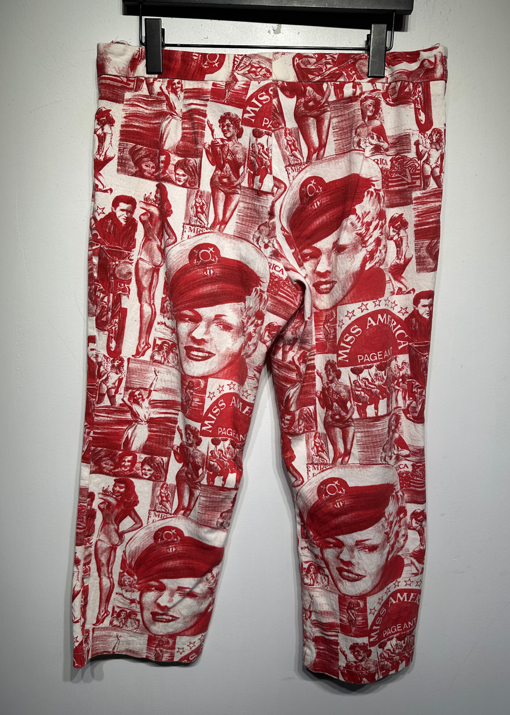 Bliss Vintage Red Miss America Print Pants Fem 34